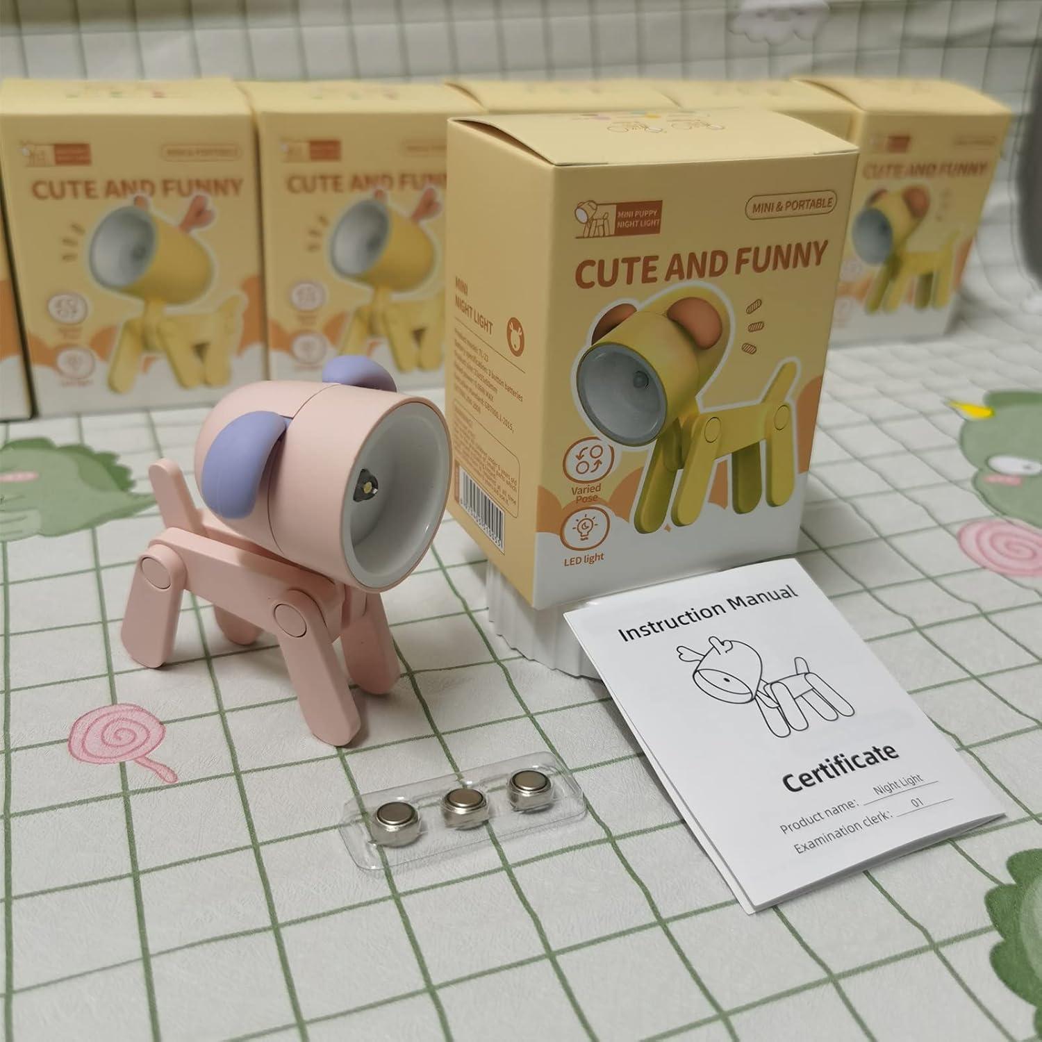 Linda Luz Nocturna LED SpassLeben Perro Rosa para Niños