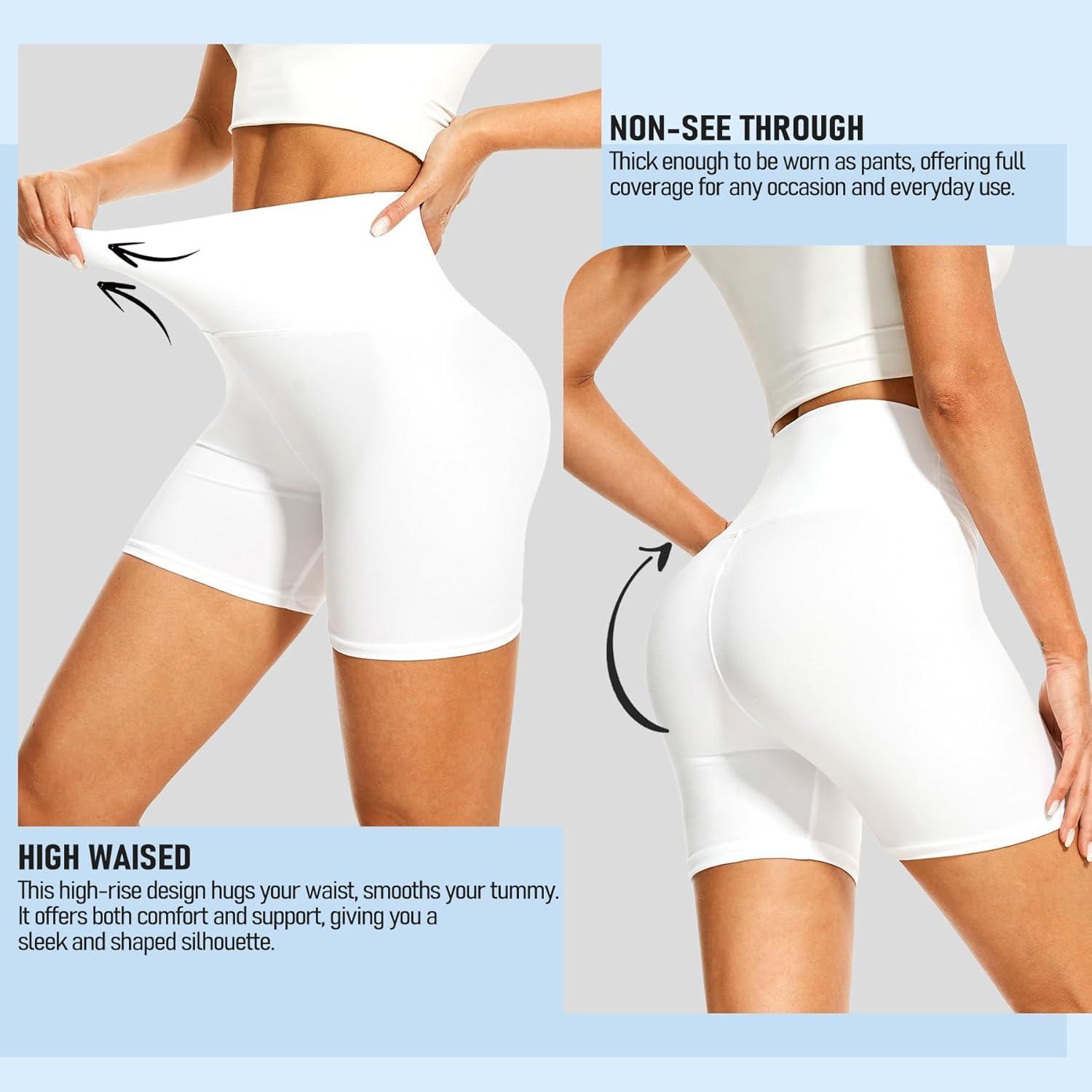 Pantalones Cortos de Cintura Alta DHSO para Mujeres - Control de Abdomen, Rosa Claro, Talla Grande