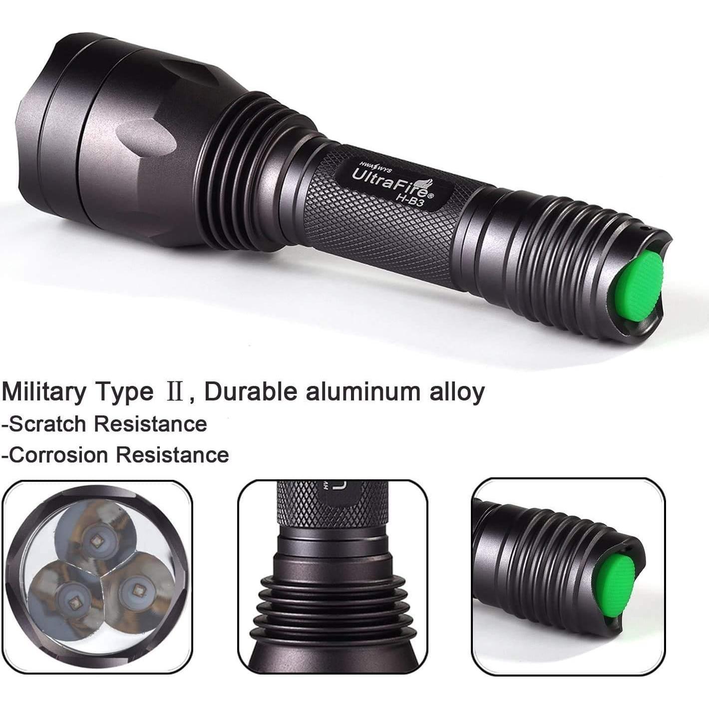 Linterna UltraFire H-B3 Azul 283 Lúmenes 256 Yardas IPX65