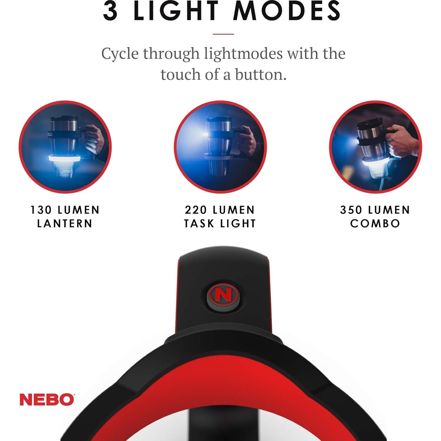 Mango Tumbler NEBO Glow | 220 Lúmenes, 3 Modos, Resistente al Agua