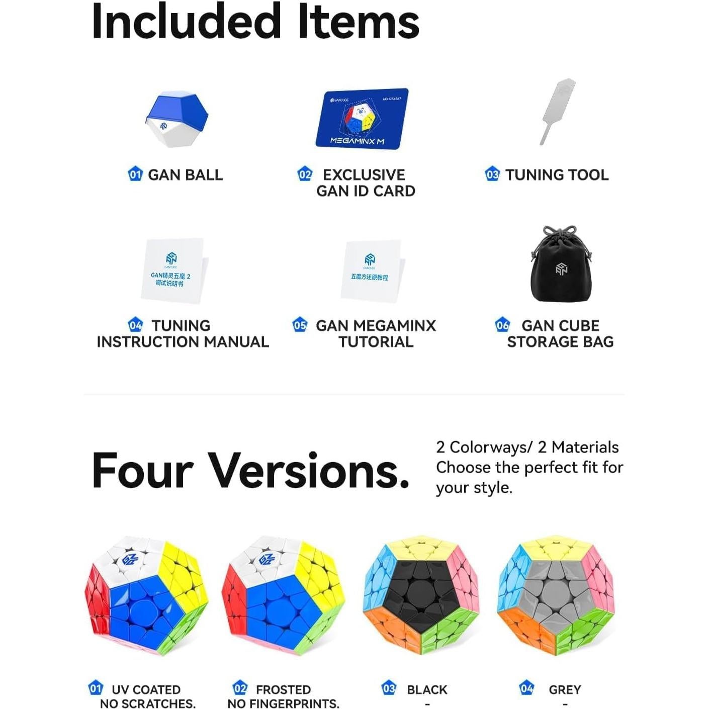 Cubo Mágico GAN Megaminx MagLev UV V2 Base Gris 120 Imán