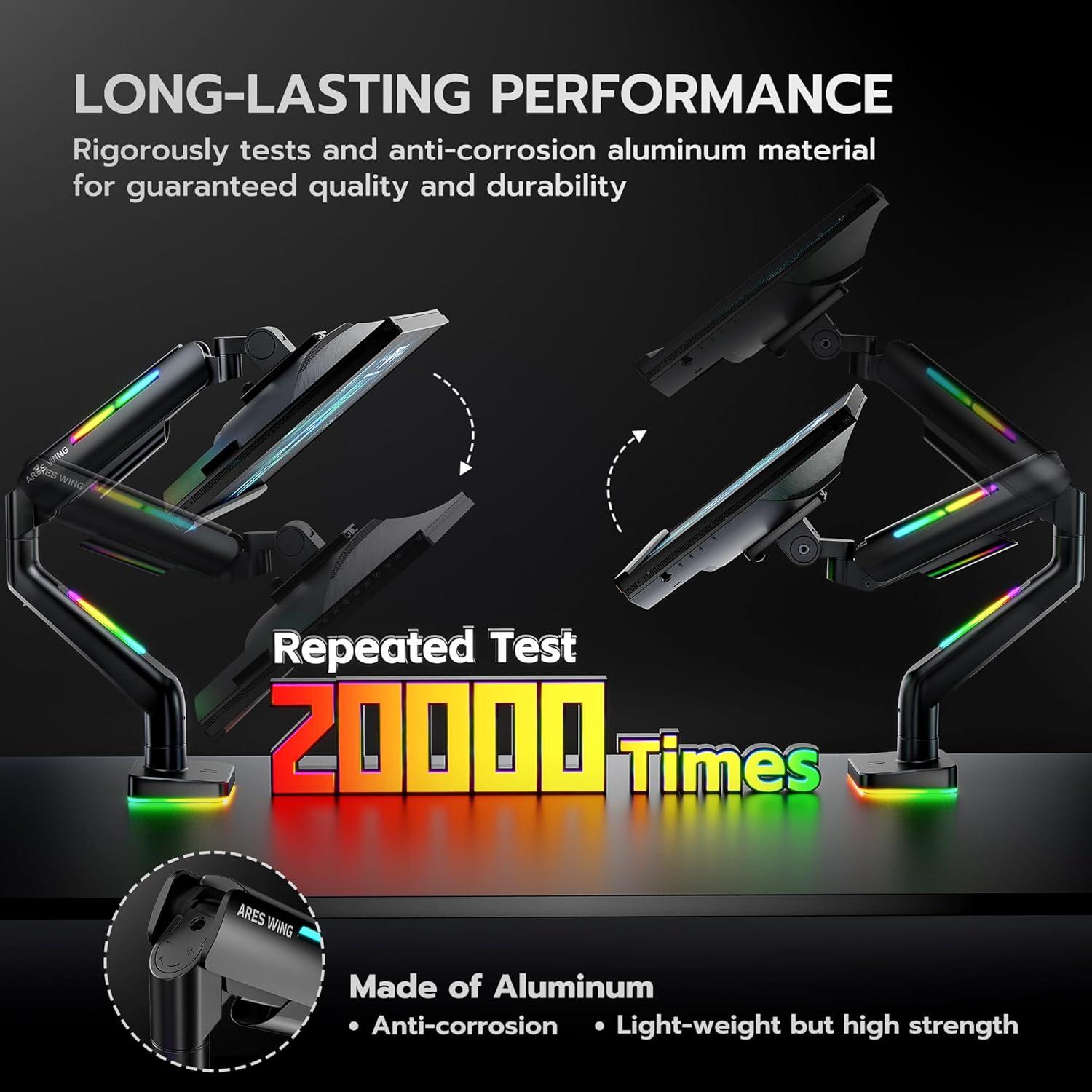 Brazo de Monitor ARES WING GDT1003LBKV1 Ajustable RGB 17-49"