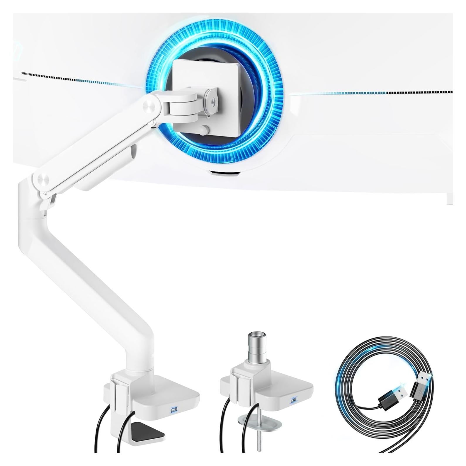 Soporte de Monitor ARES WING USB Ajustable 17-49" Blanco