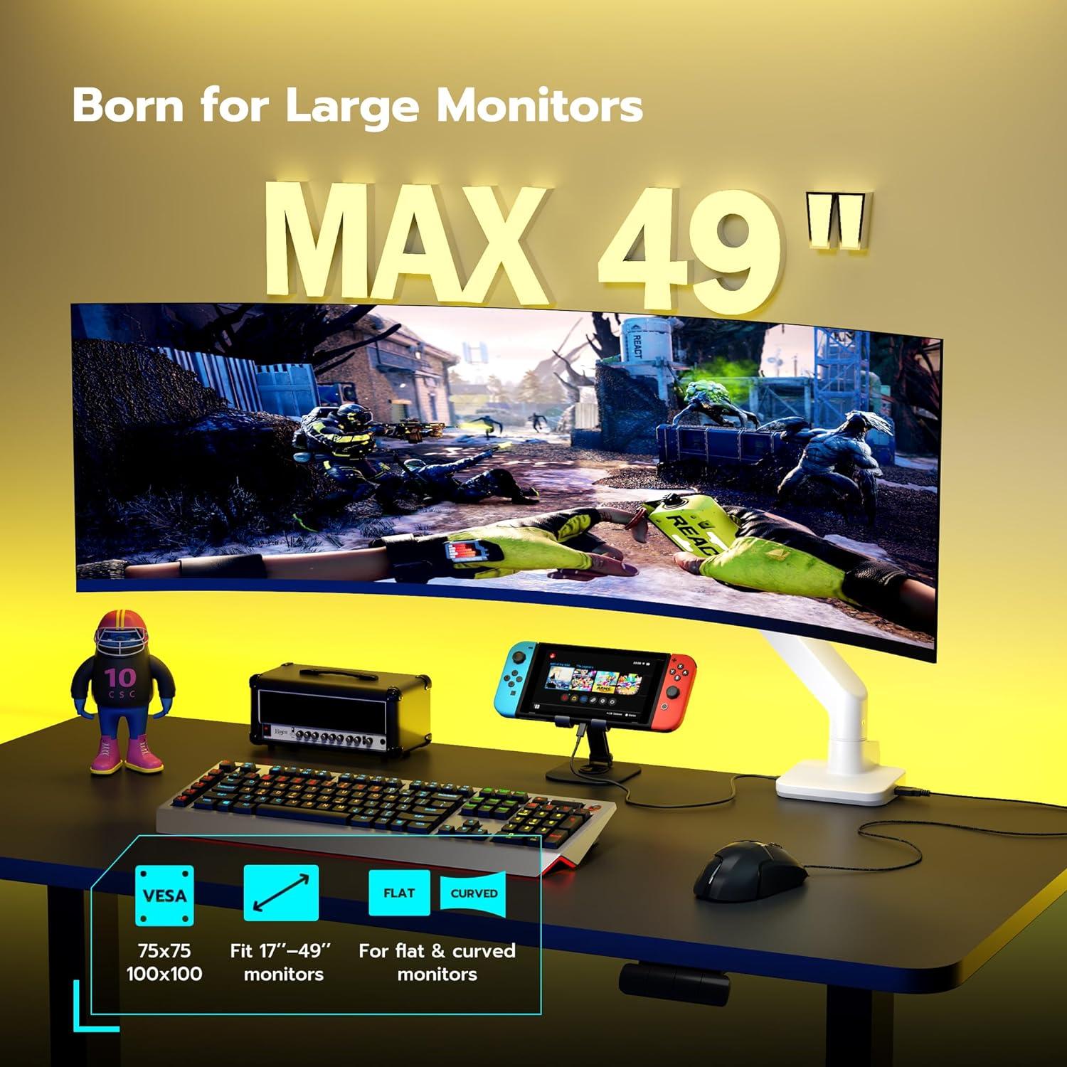 Soporte de Monitor ARES WING USB Ajustable 17-49" Blanco