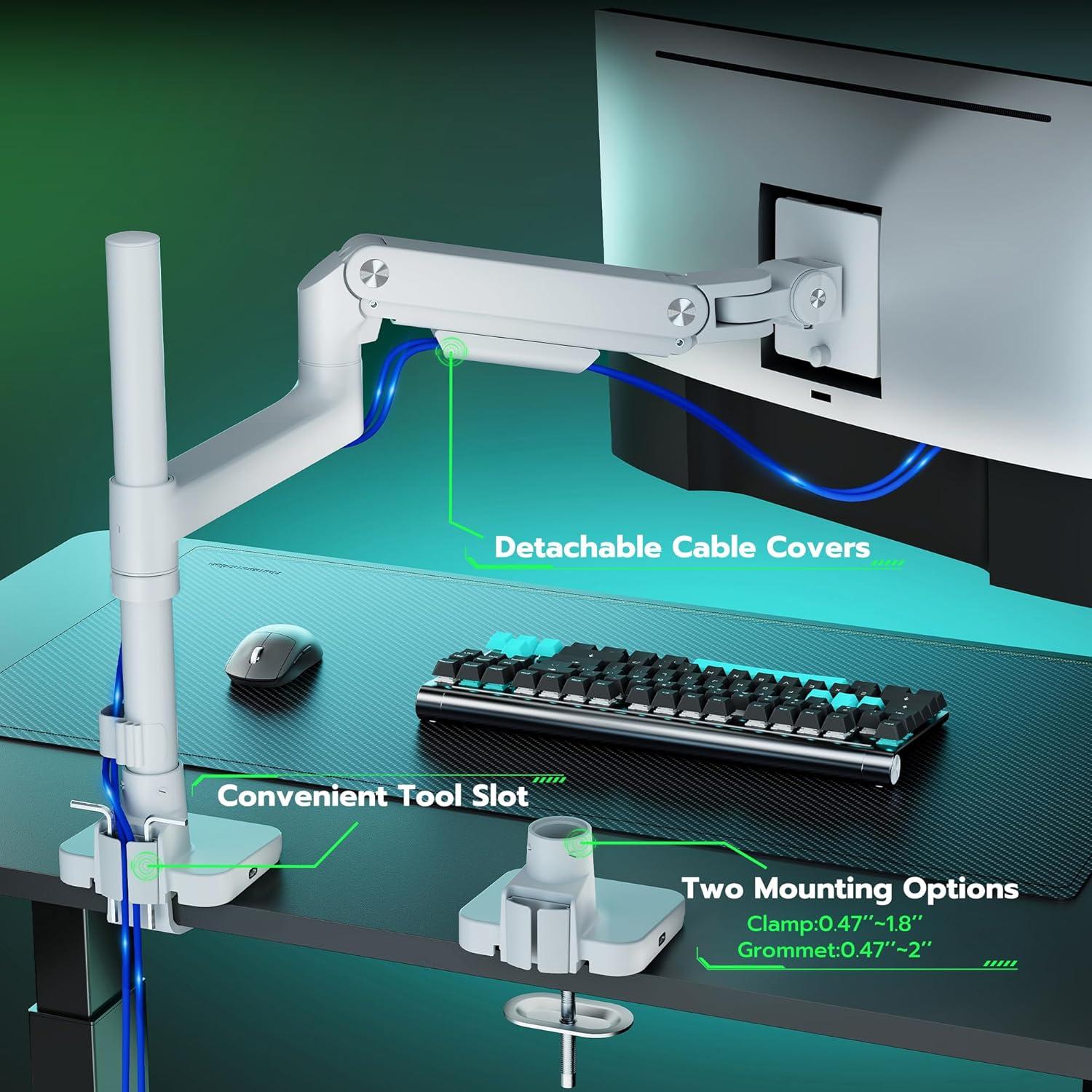 Soporte de Monitor Ultrawide ARES WING Blanco con USB-A/C
