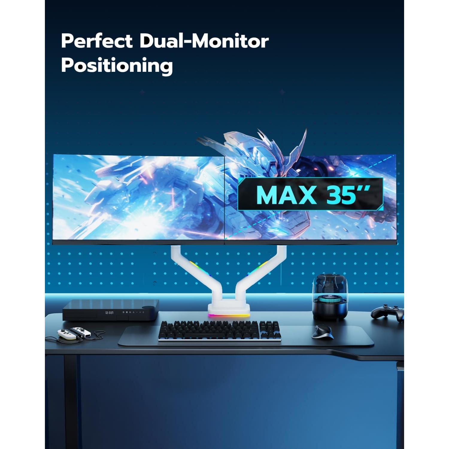 Soporte para Monitores Dobles ARES WING Blanco 17-35" RGB