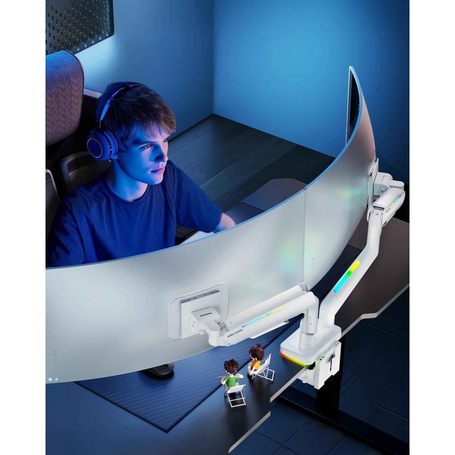 Soporte para Monitores Dobles ARES WING Blanco 17-35" RGB