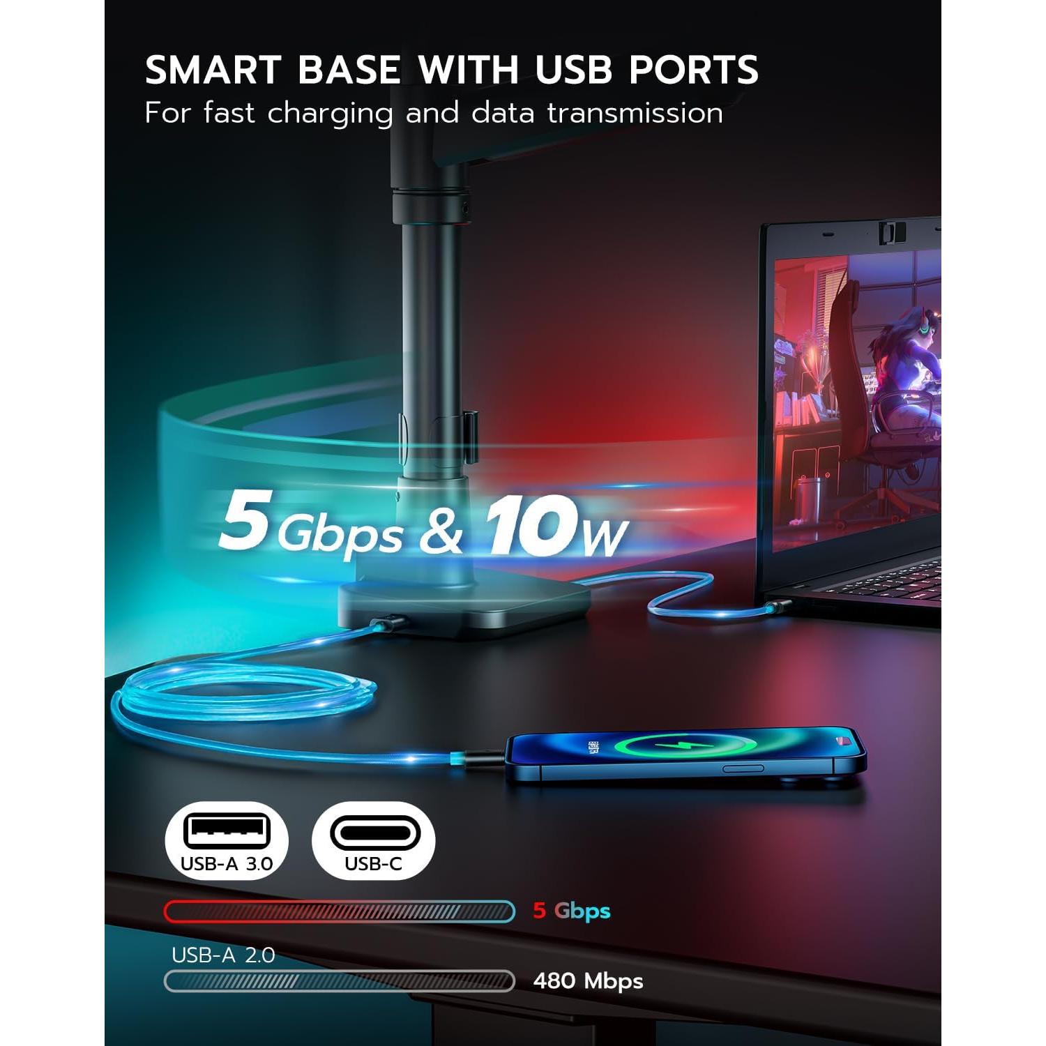 Soporte Doble para Monitor ARES WING GDT1003UCP-2BK 17-49"