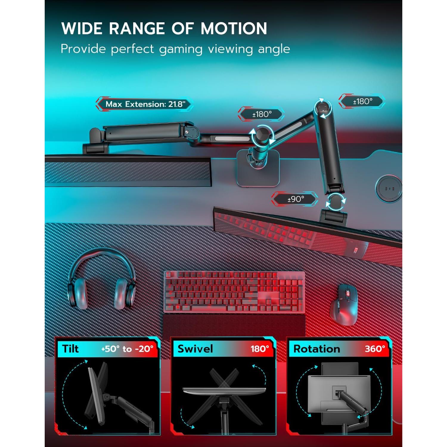 Soporte Doble para Monitor ARES WING GDT1003UCP-2BK 17-49"