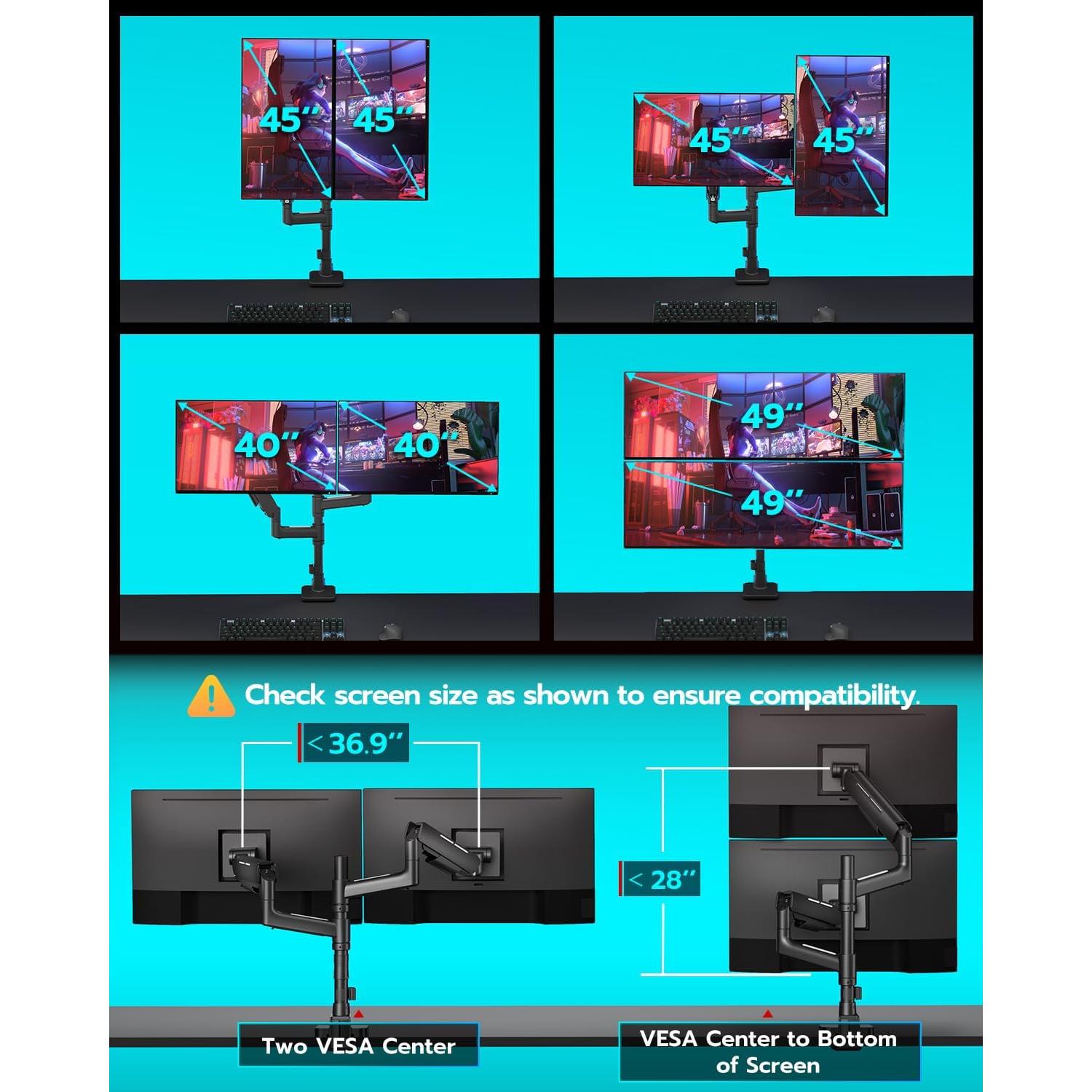 Soporte Doble para Monitor ARES WING GDT1003UCP-2BK 17-49"