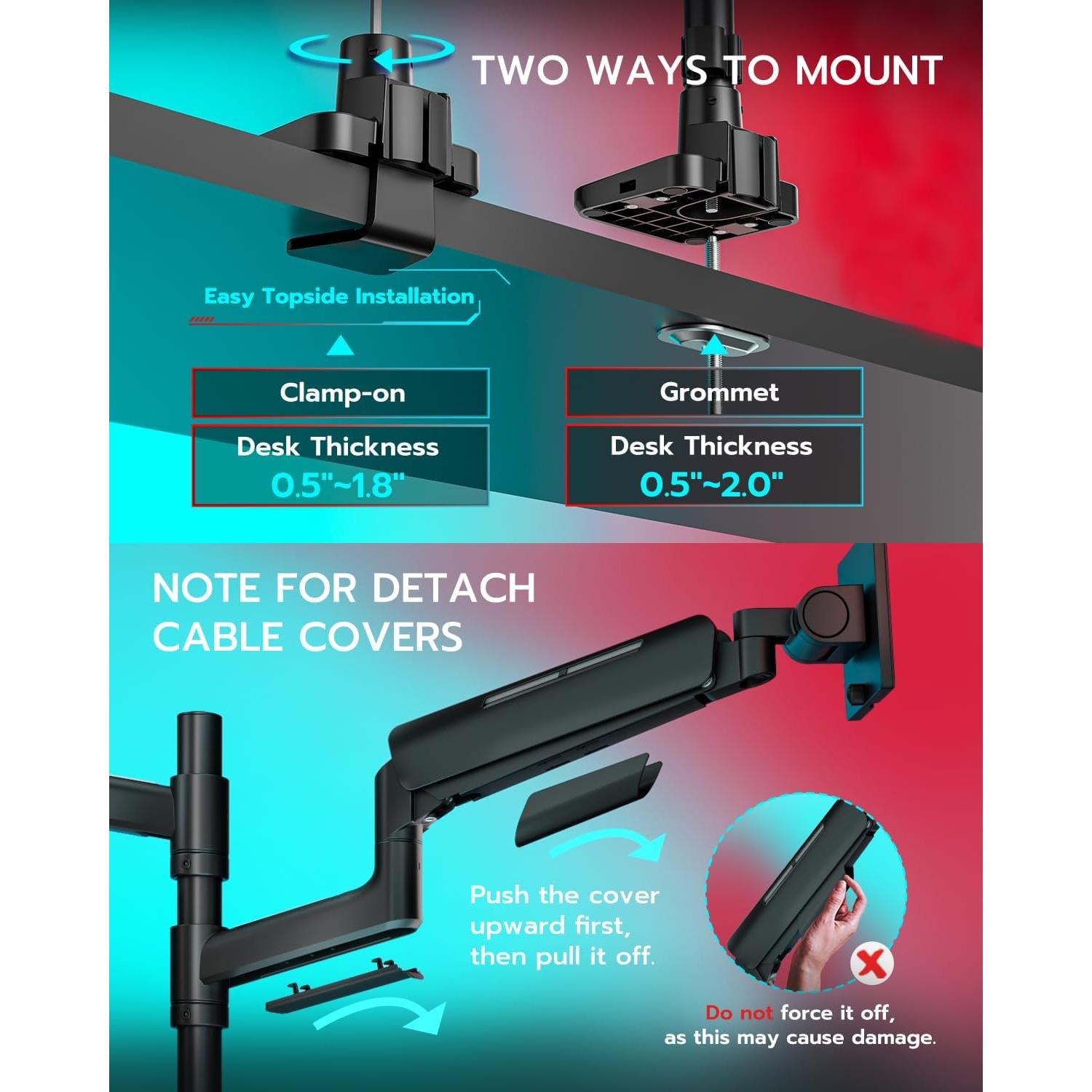 Soporte Doble para Monitor ARES WING GDT1003UCP-2BK 17-49"