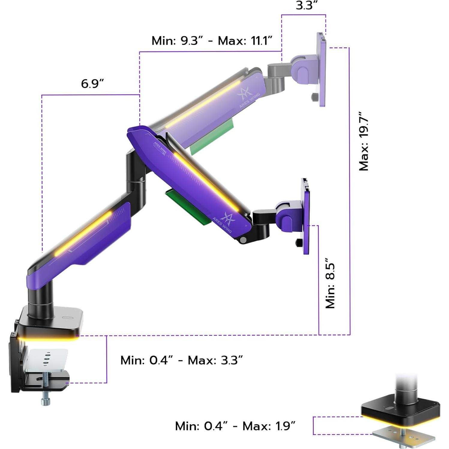 Soporte de Monitor ARES WING para Pantallas de 17 a 49"