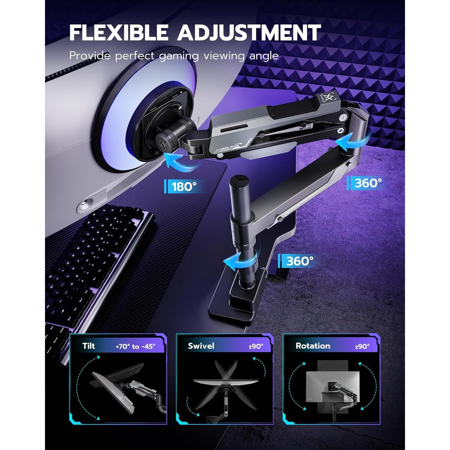 Soporte de Monitor ARES WING Ajustable para Pantallas de 24 a 57"