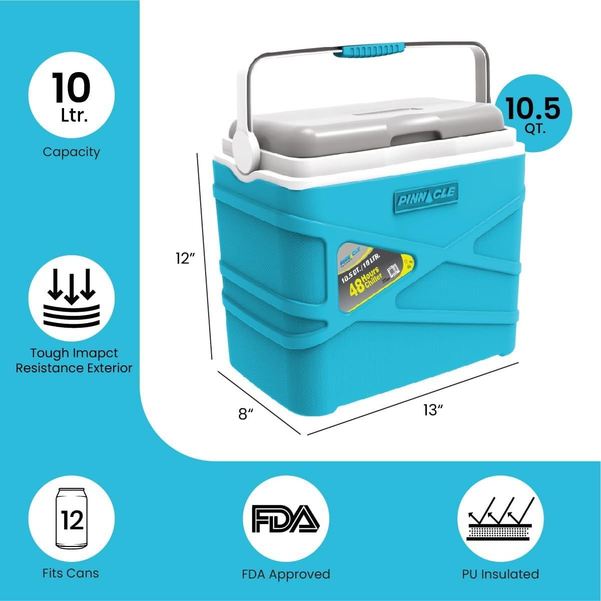 Nevera Aislada Pinnacle QIB 10L Azul para Camping y Picnic