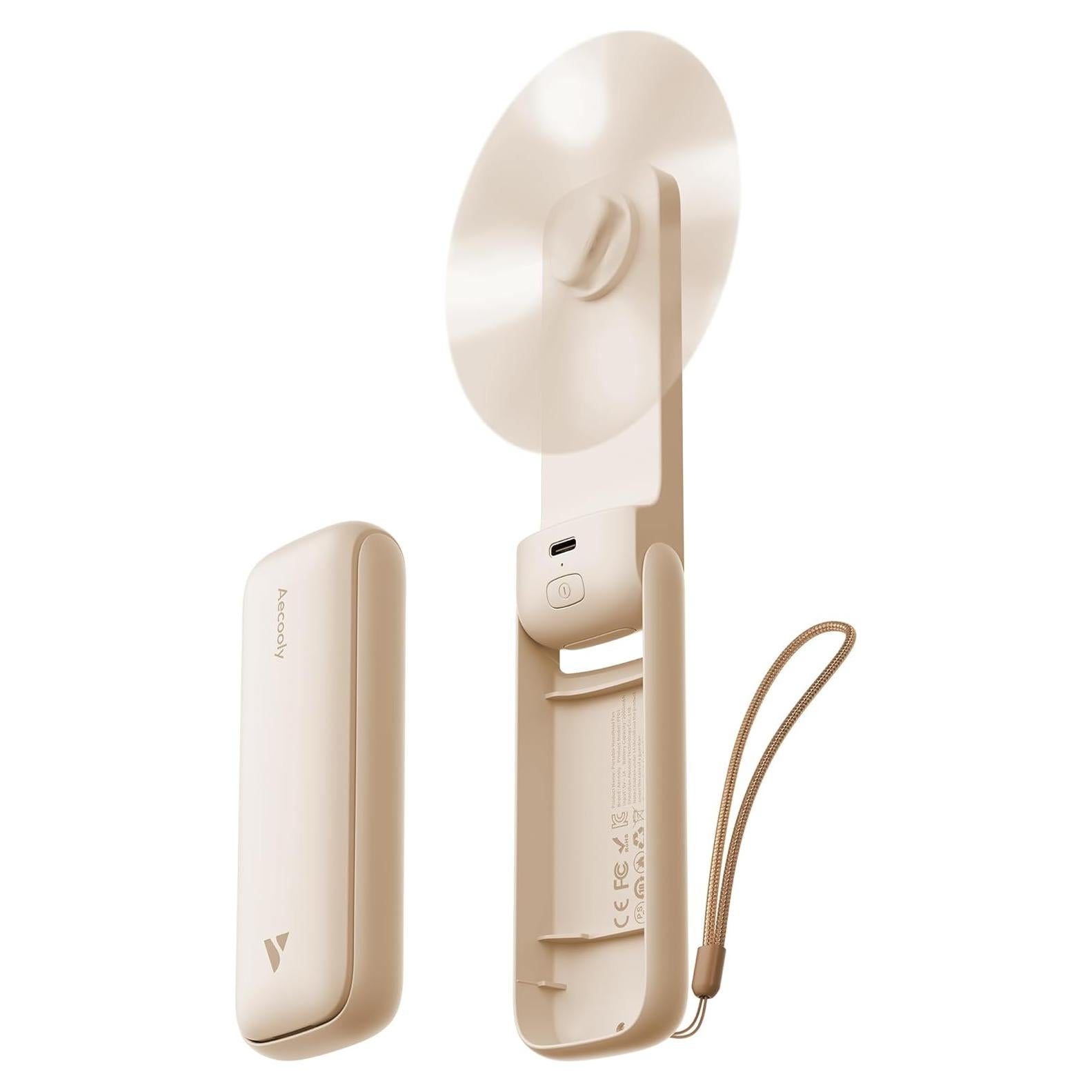 Ventilador Portátil Aecooly Delgado 2 Paquete USB 17H Beige