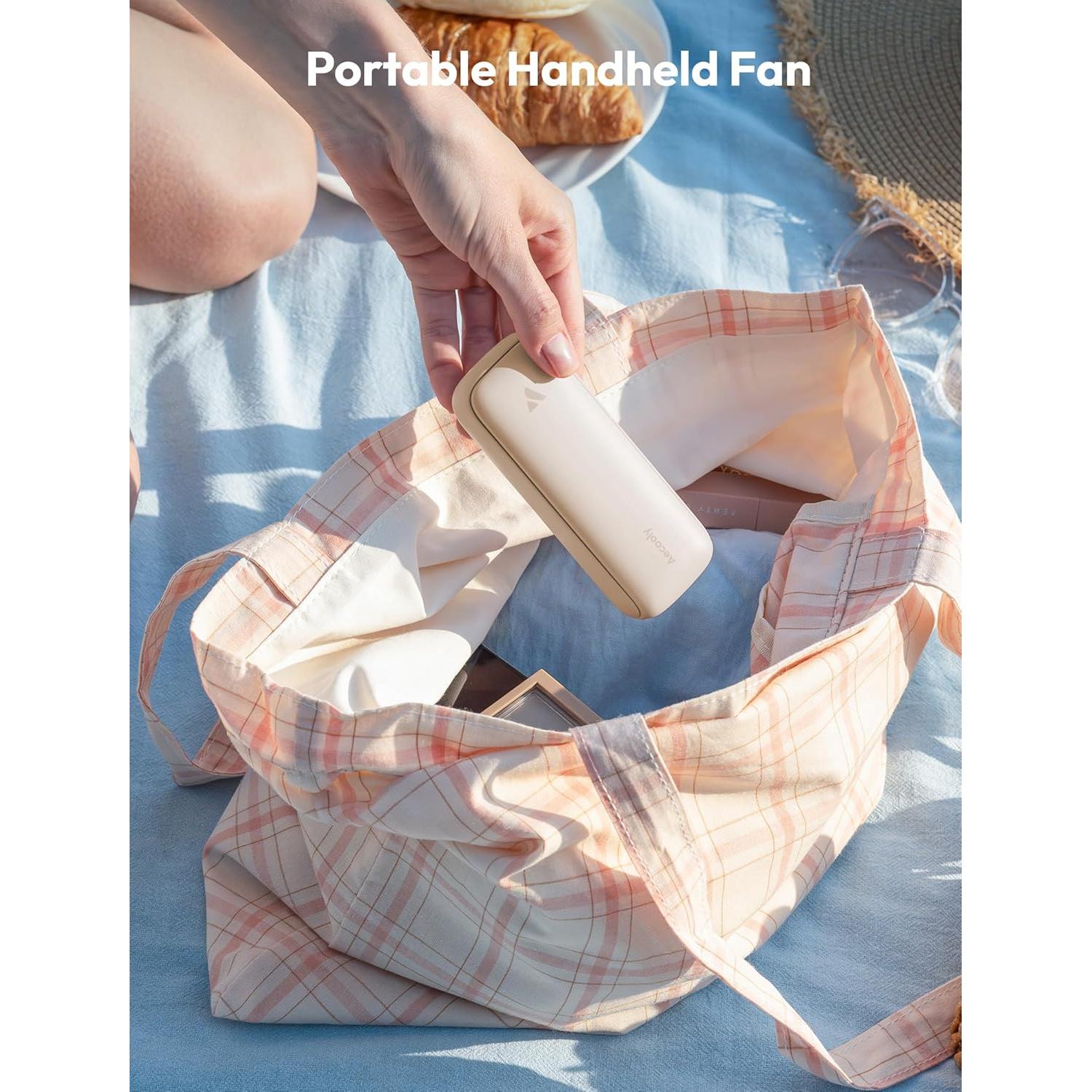 Ventilador Portátil Aecooly Delgado 2 Paquete USB 17H Beige