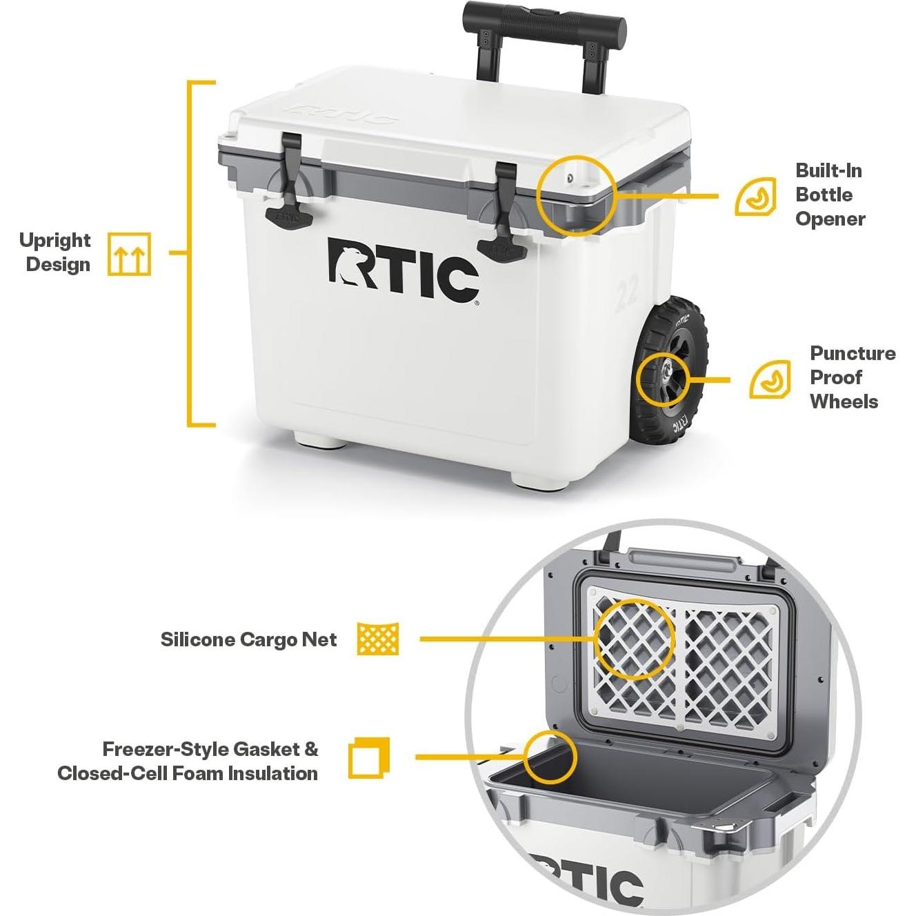Enfriador RTIC 22 QT Ultra-Ligero con Ruedas y Mango