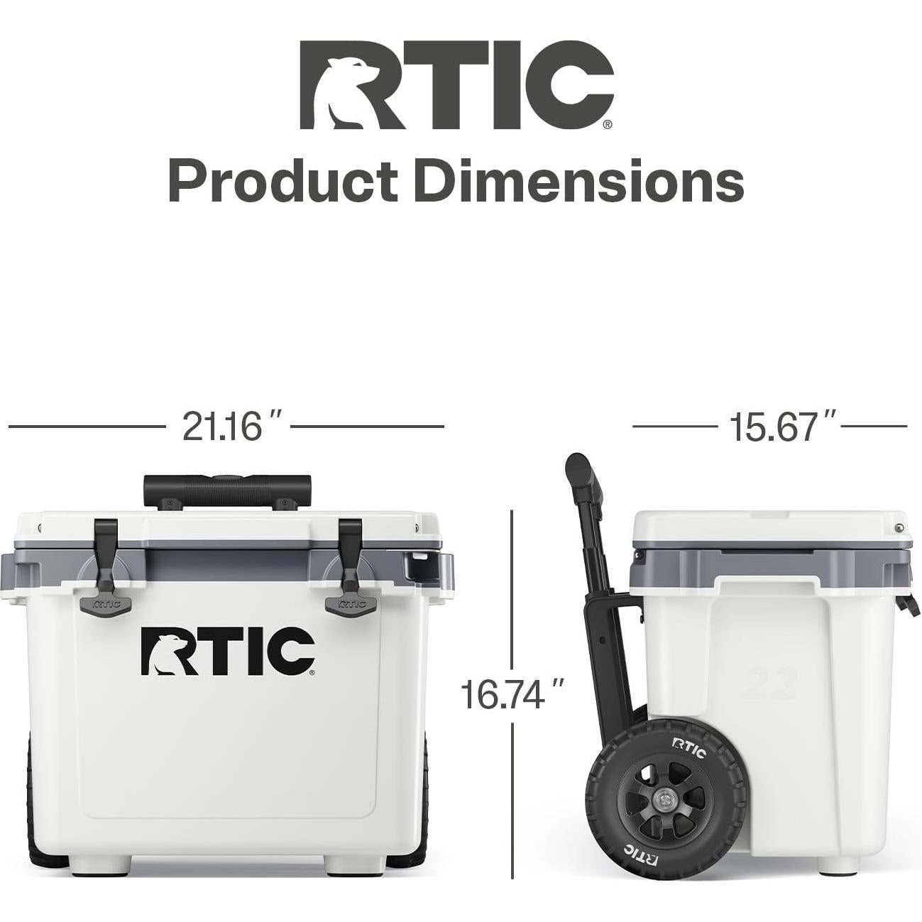 Enfriador RTIC 22 QT Ultra-Ligero con Ruedas y Mango