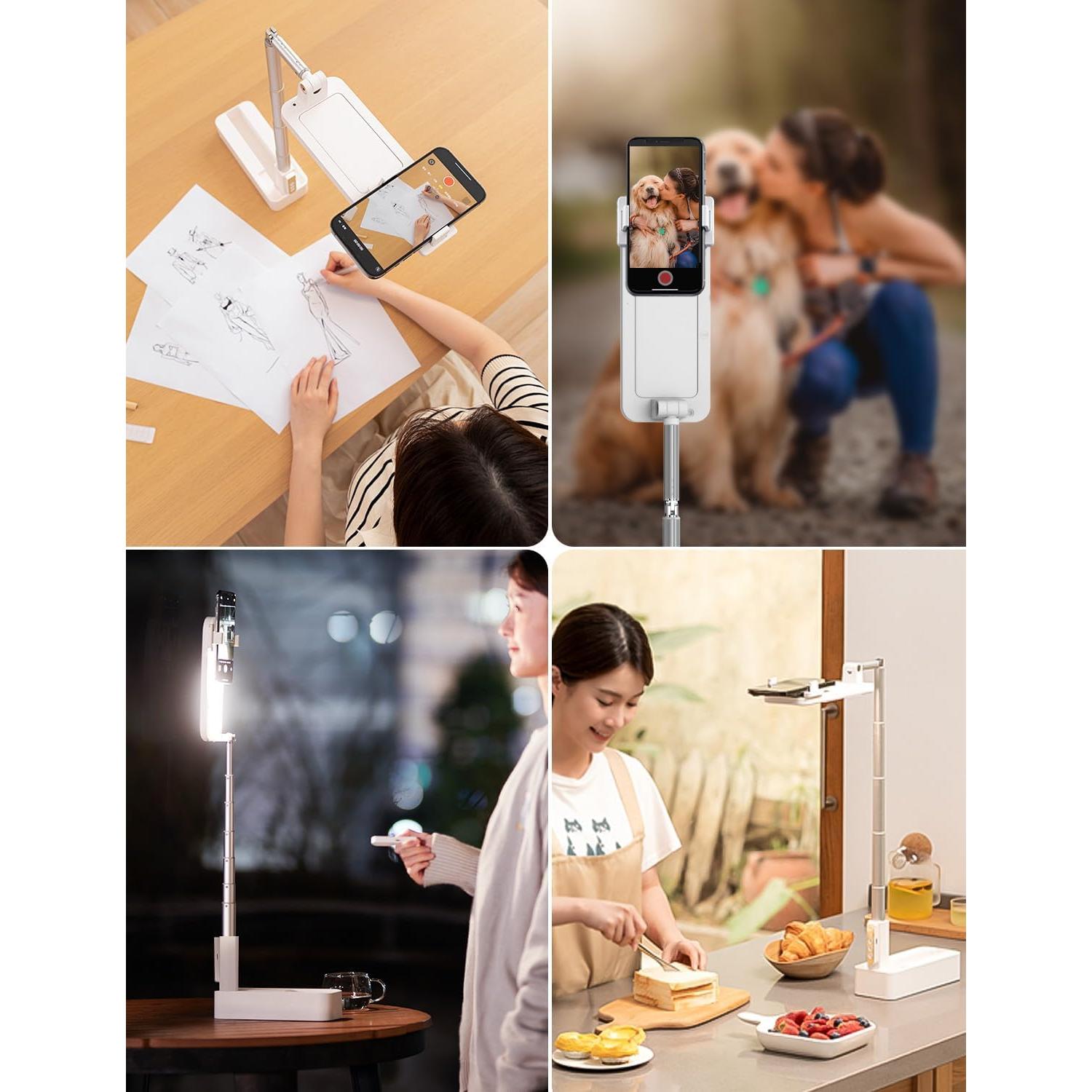 Soporte de Teléfono Plegable Woumlaiy WM-V10W con Luz LED