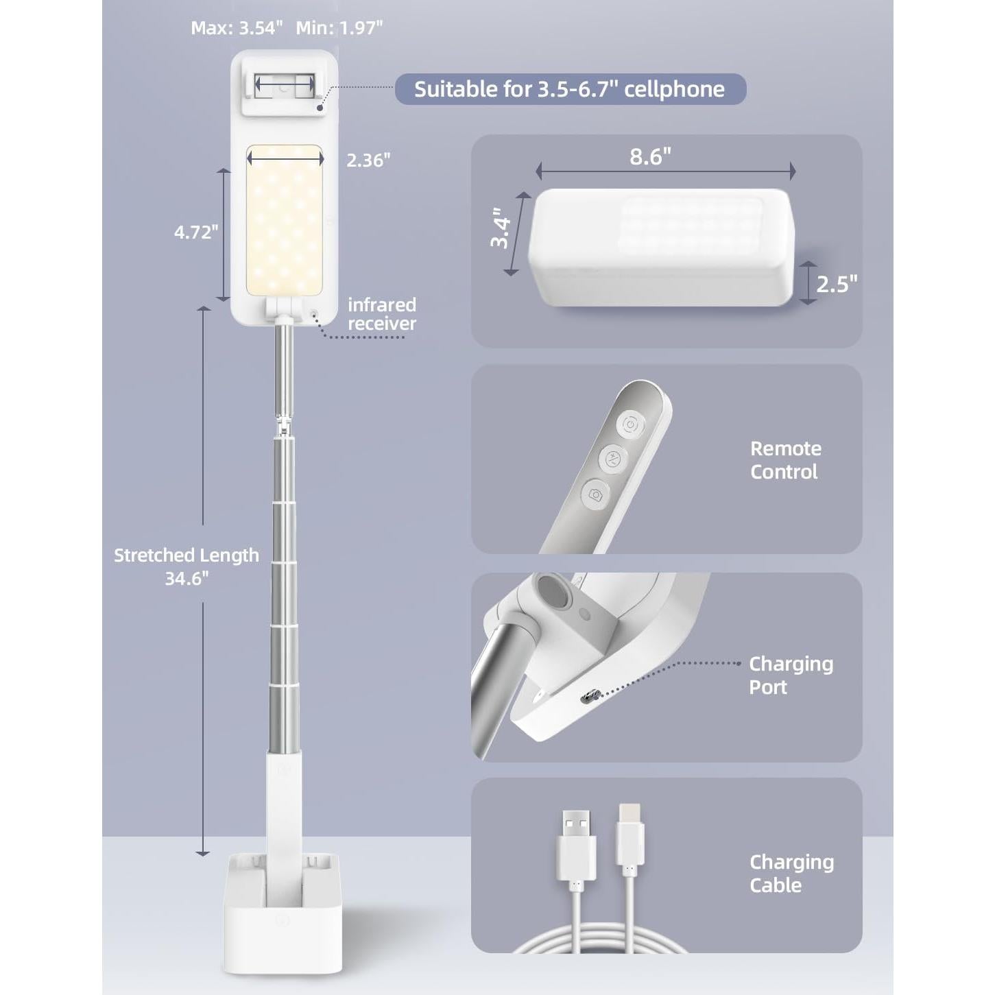 Soporte de Teléfono Plegable Woumlaiy WM-V10W con Luz LED