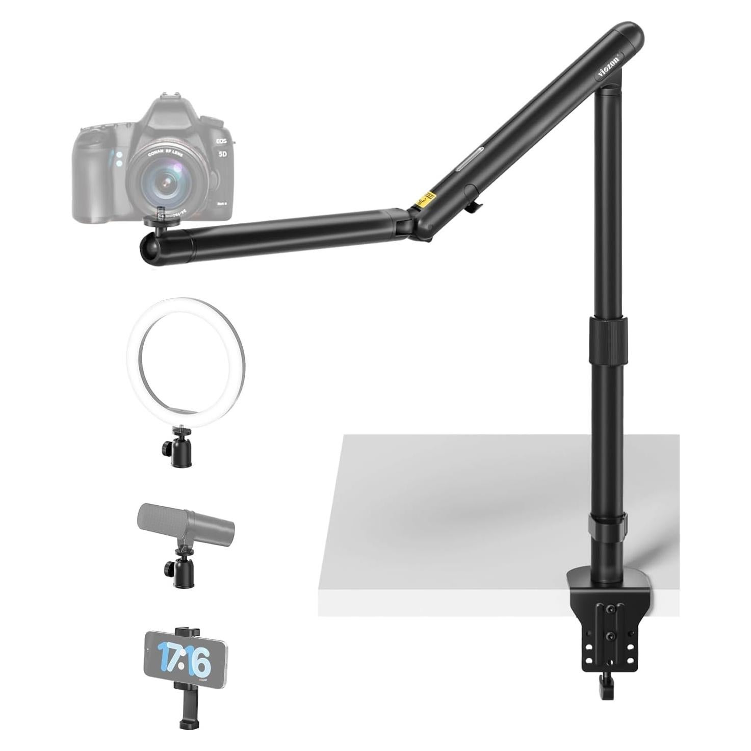 Soporte de Cámara Viozon FC200 Ajustable 360° para Teléfono y DSLR