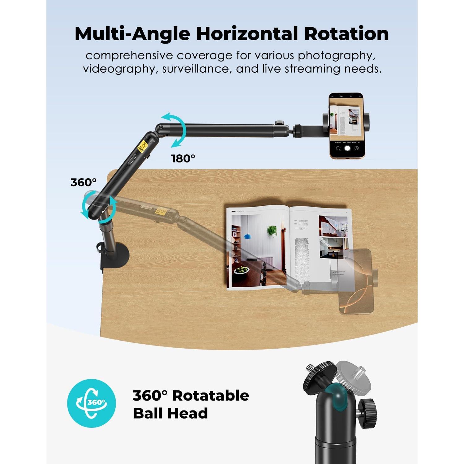 Soporte de Cámara Viozon FC200 Ajustable 360° para Teléfono y DSLR