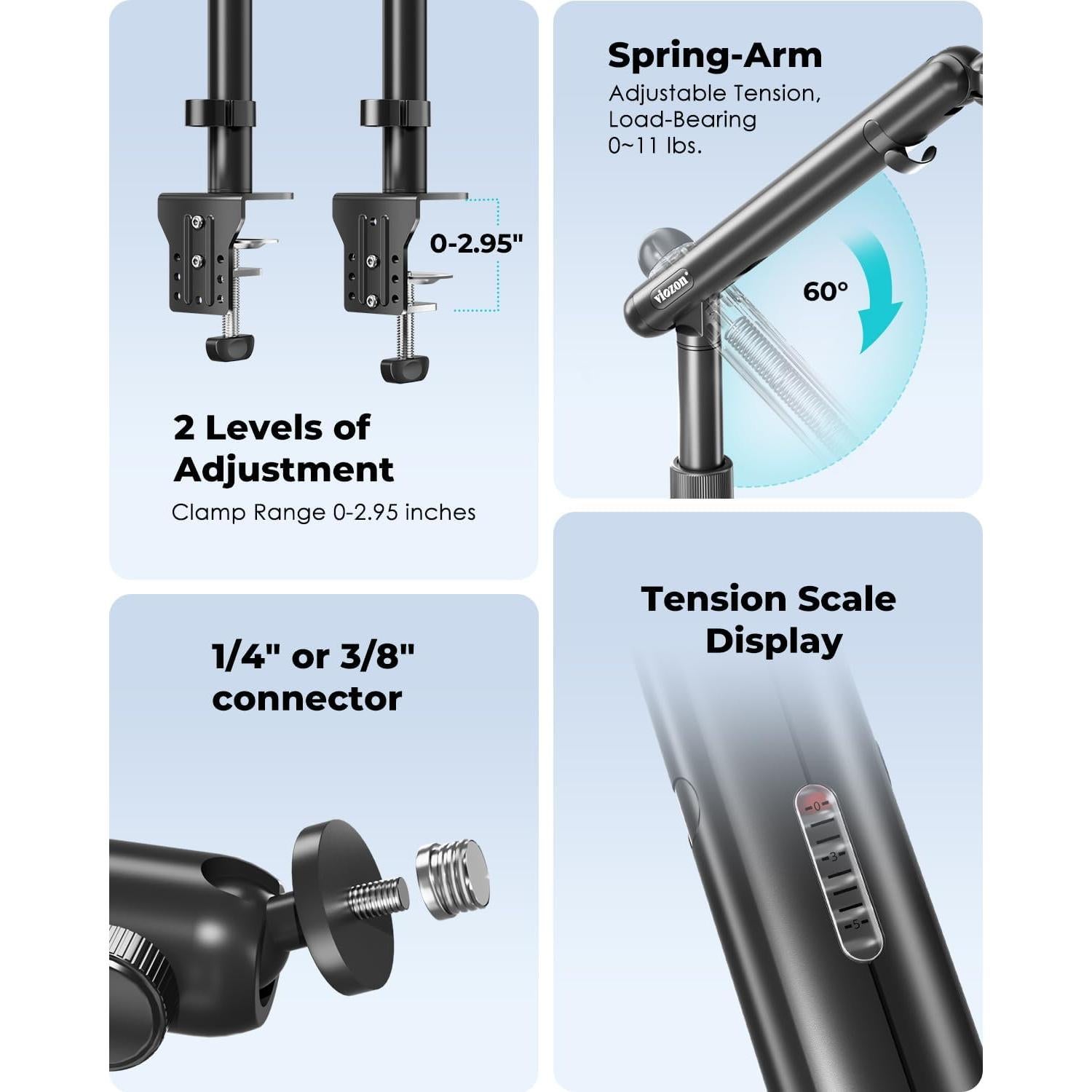 Soporte de Cámara Viozon FC200 Ajustable 360° para Teléfono y DSLR