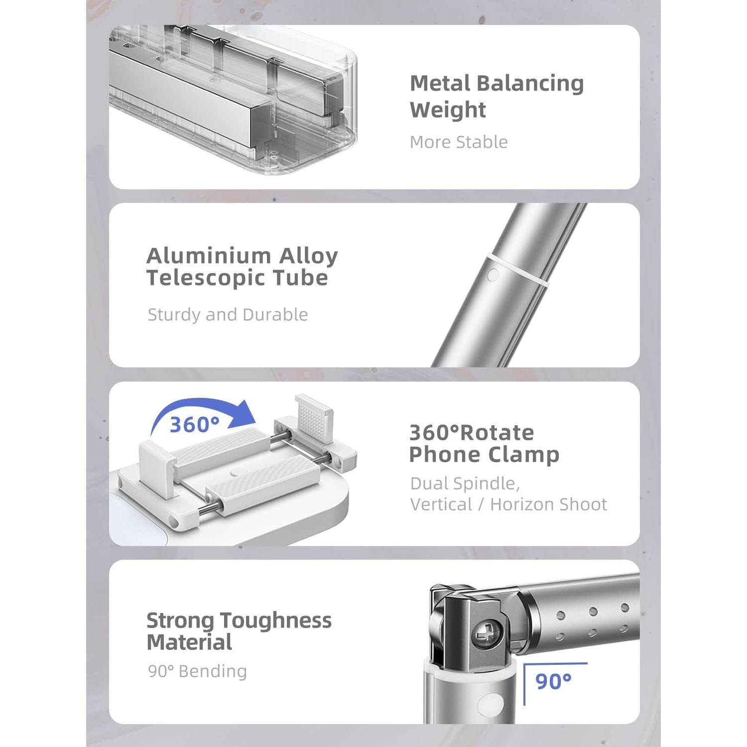 Soporte Plegable para Selfie Woumlaiy con Luz LED 360°