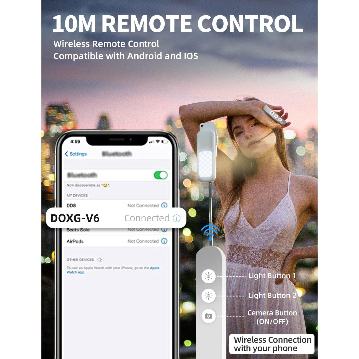 Soporte Plegable para Selfie Woumlaiy con Luz LED 360°