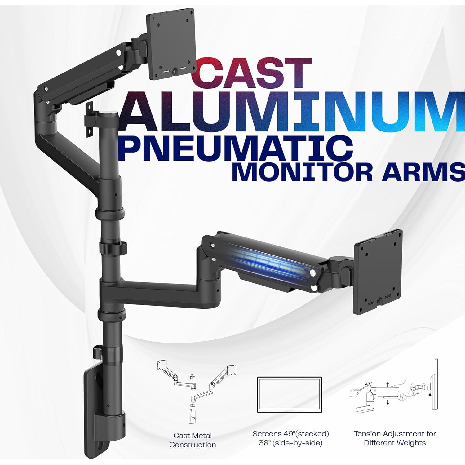 Soporte de Pared Doble VIVO para Monitores Ultrawide 49" Negro