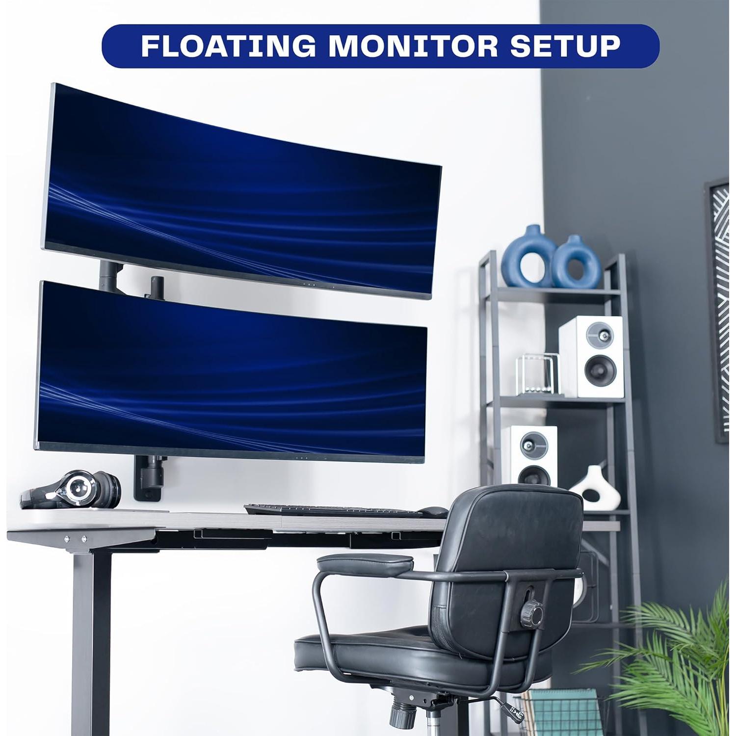 Soporte de Pared Doble VIVO para Monitores Ultrawide 49" Negro