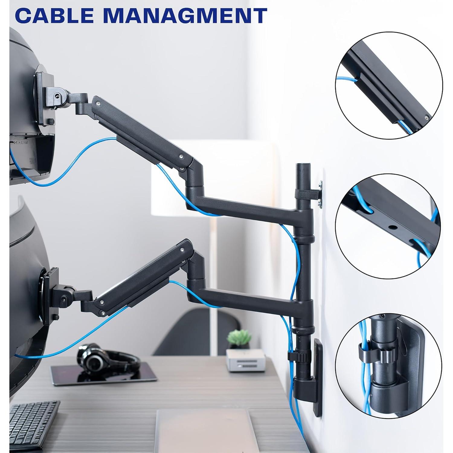 Soporte de Pared Doble VIVO para Monitores Ultrawide 49" Negro