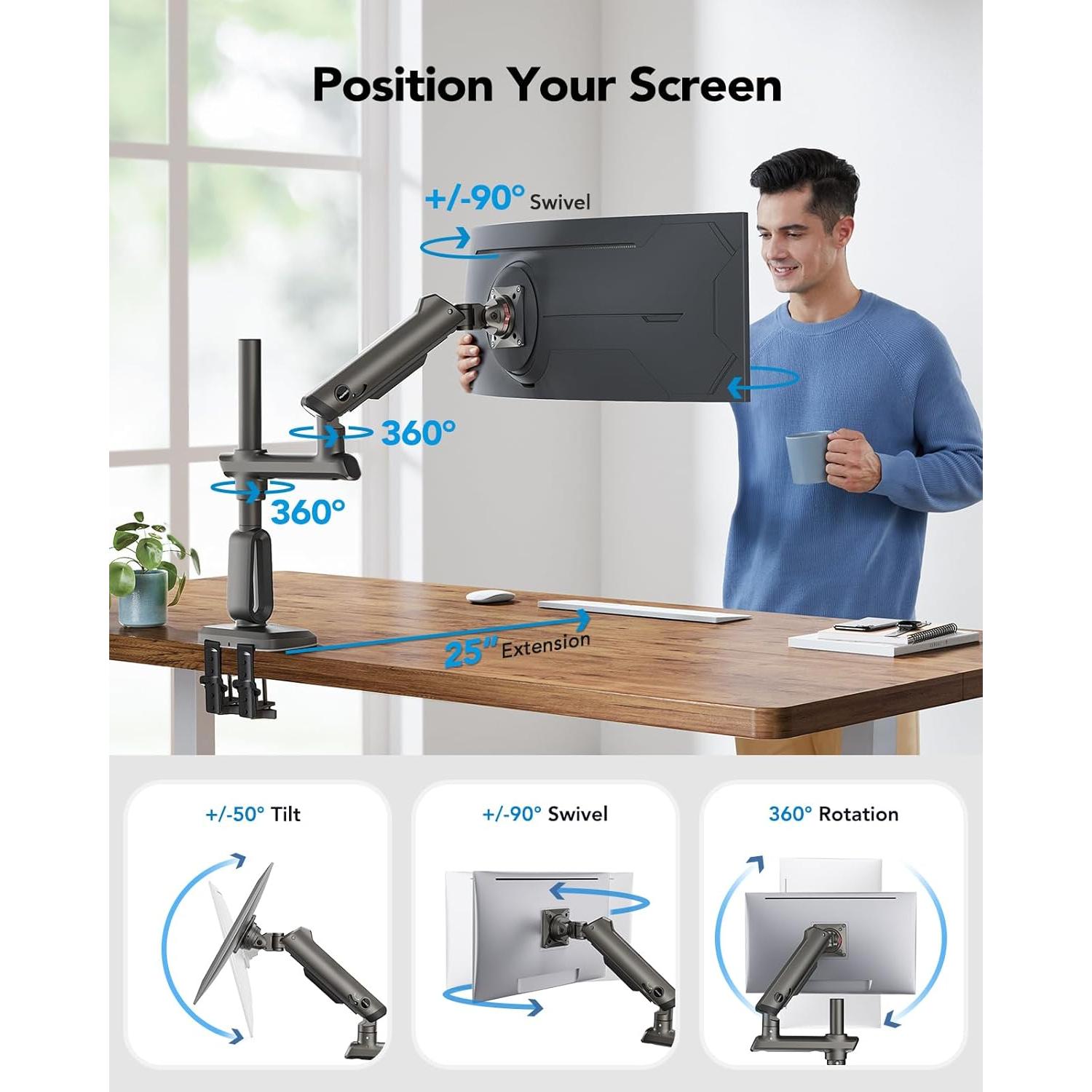 Brazo de Monitor HUANUO para Pantallas Ultrawide hasta 49"