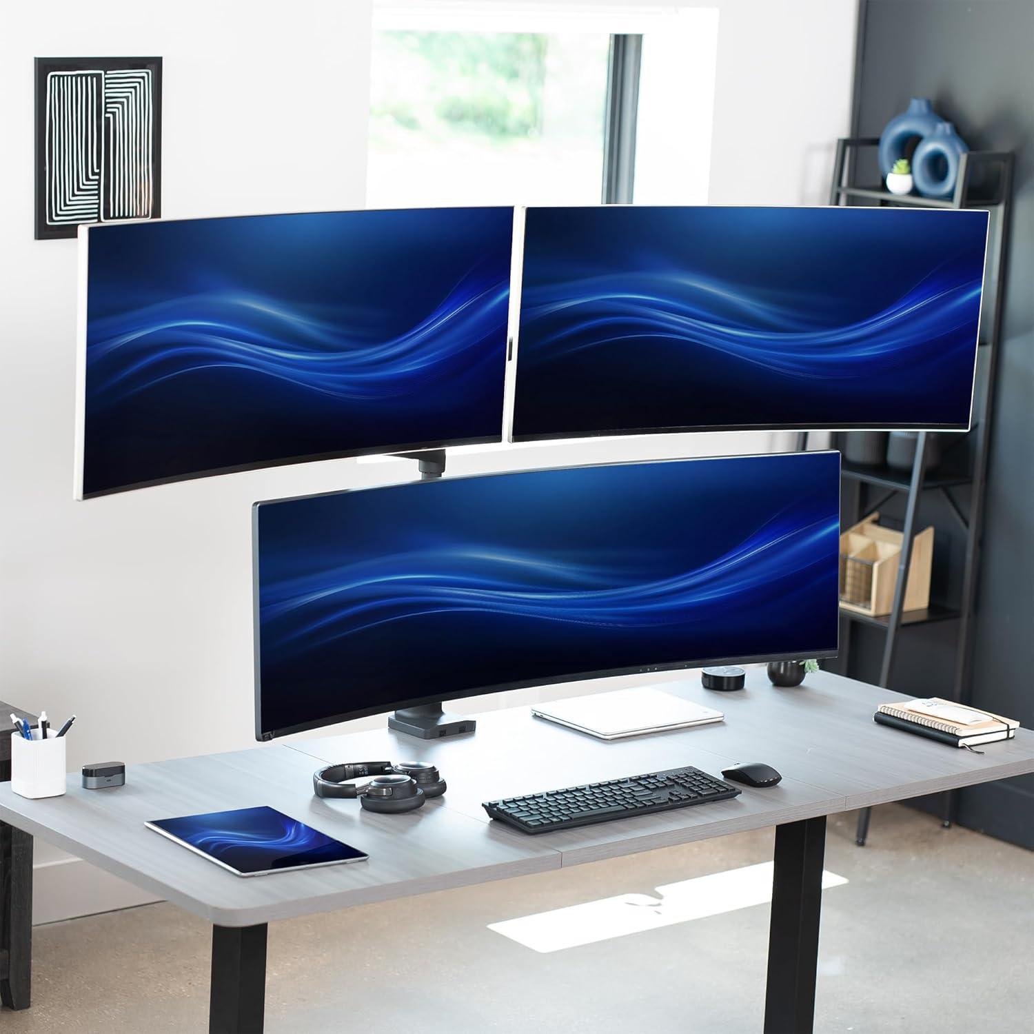 Soporte de Escritorio Triple VIVO STAND-V300D para 3 Monitores