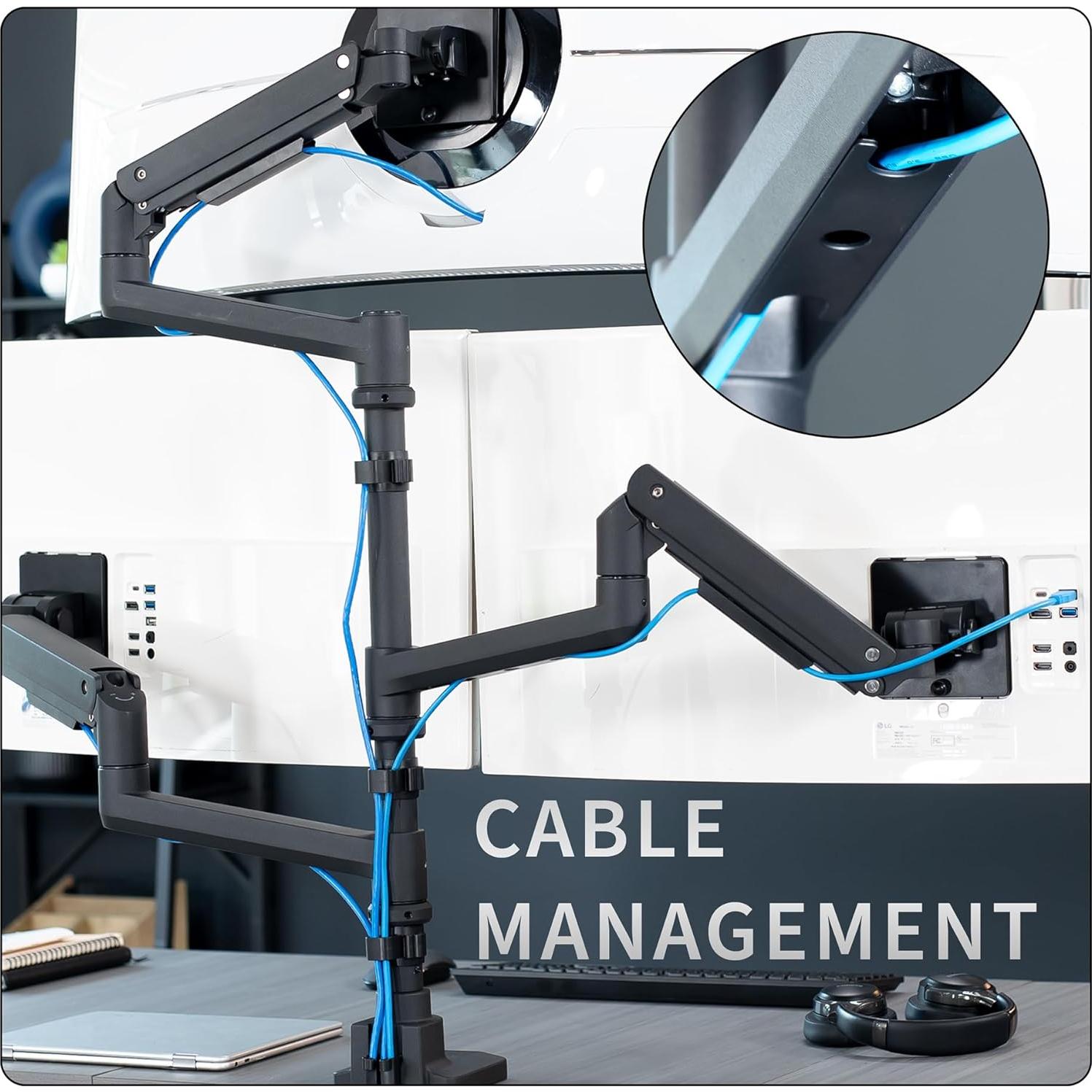 Soporte de Escritorio Triple VIVO STAND-V300D para 3 Monitores