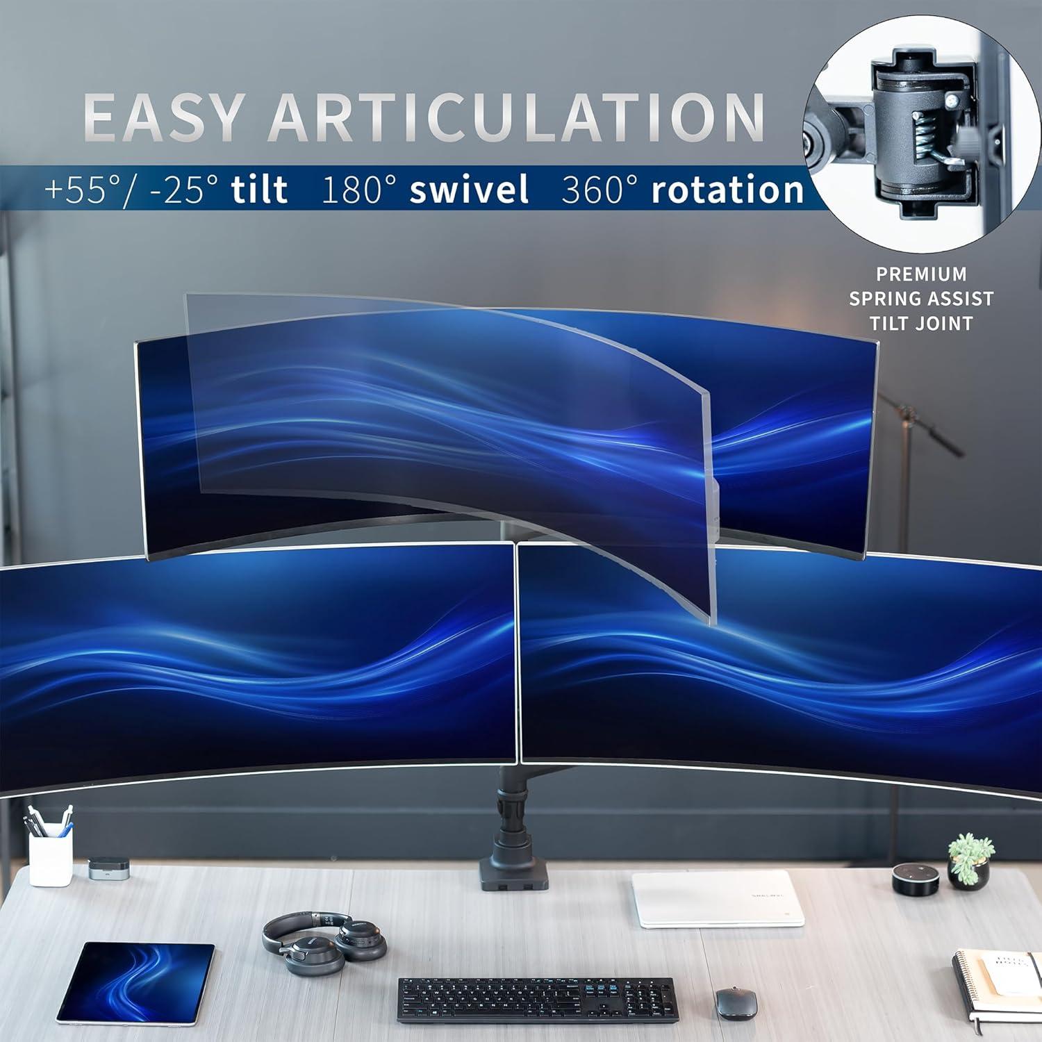 Soporte de Escritorio Triple VIVO STAND-V300D para 3 Monitores