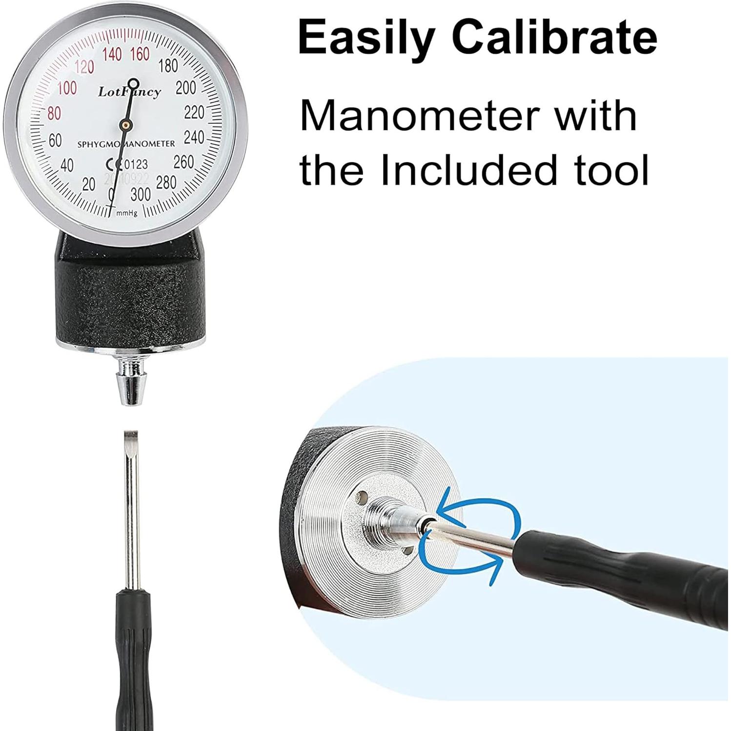 Esfigmomanómetro Aneroide LotFancy Manguito Grande Adultos