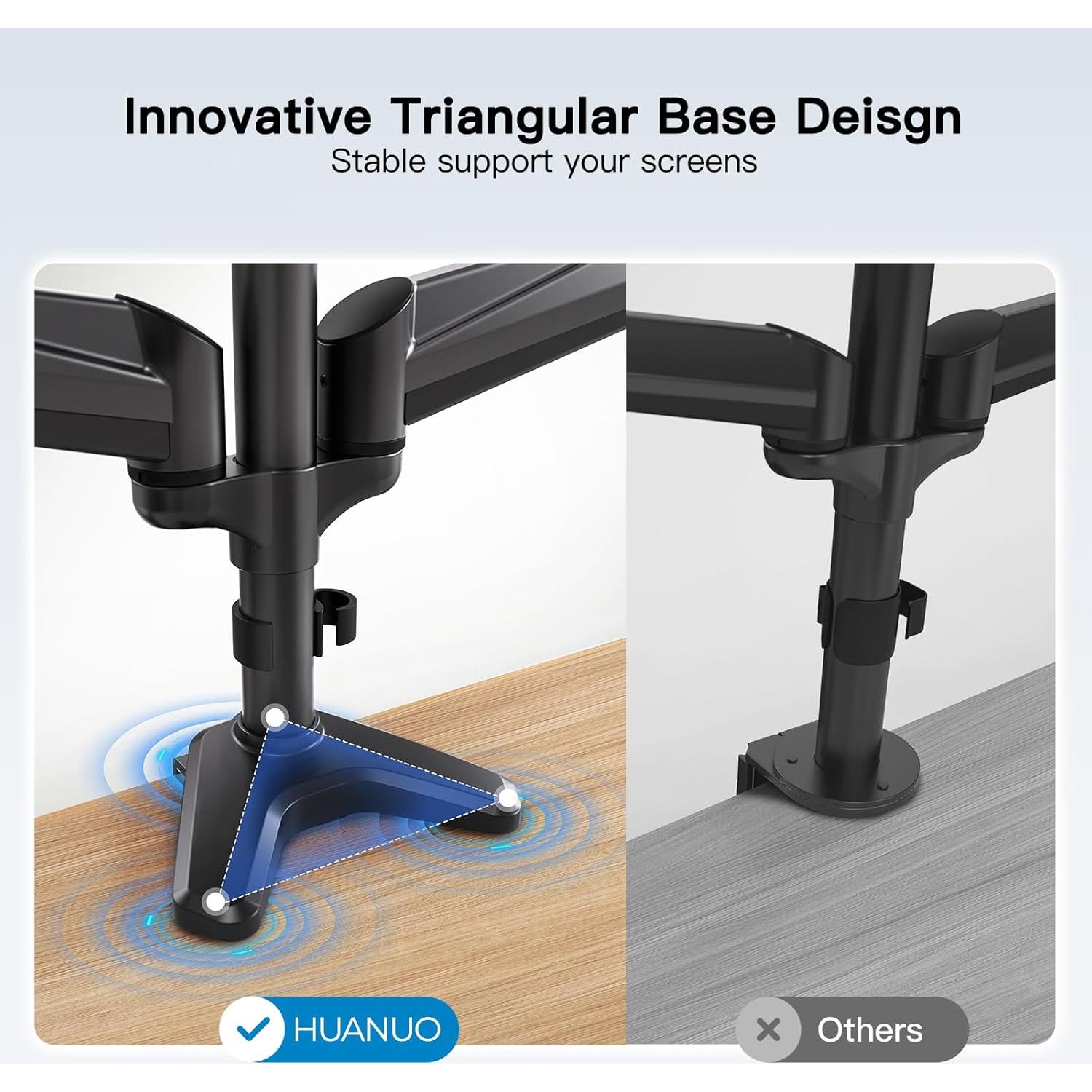 Soporte Triple para Monitores HUANUO HNTS3B hasta 32" (81.28 cm) Negro