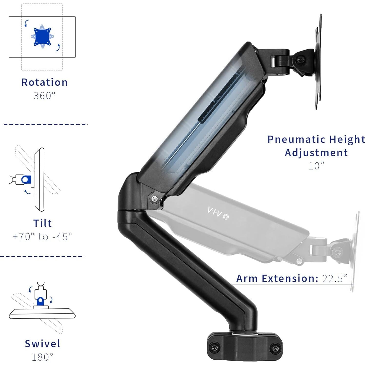 Soporte de Montaje en Poste Neumático VIVO MOUNT-POLE05O 17-32"