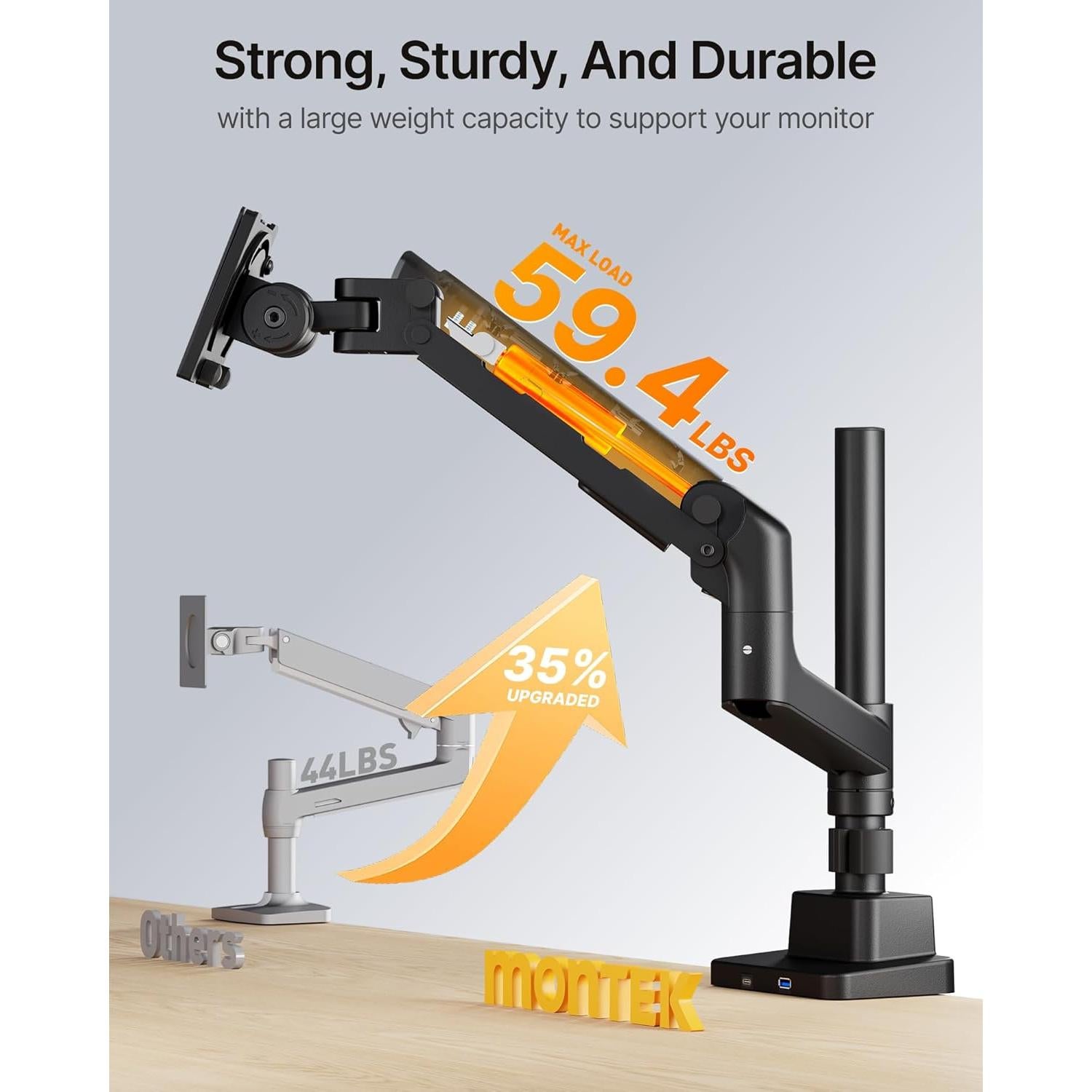 Brazo de Monitor Individual monTEK MA1001UCPBK 17-57" Negro