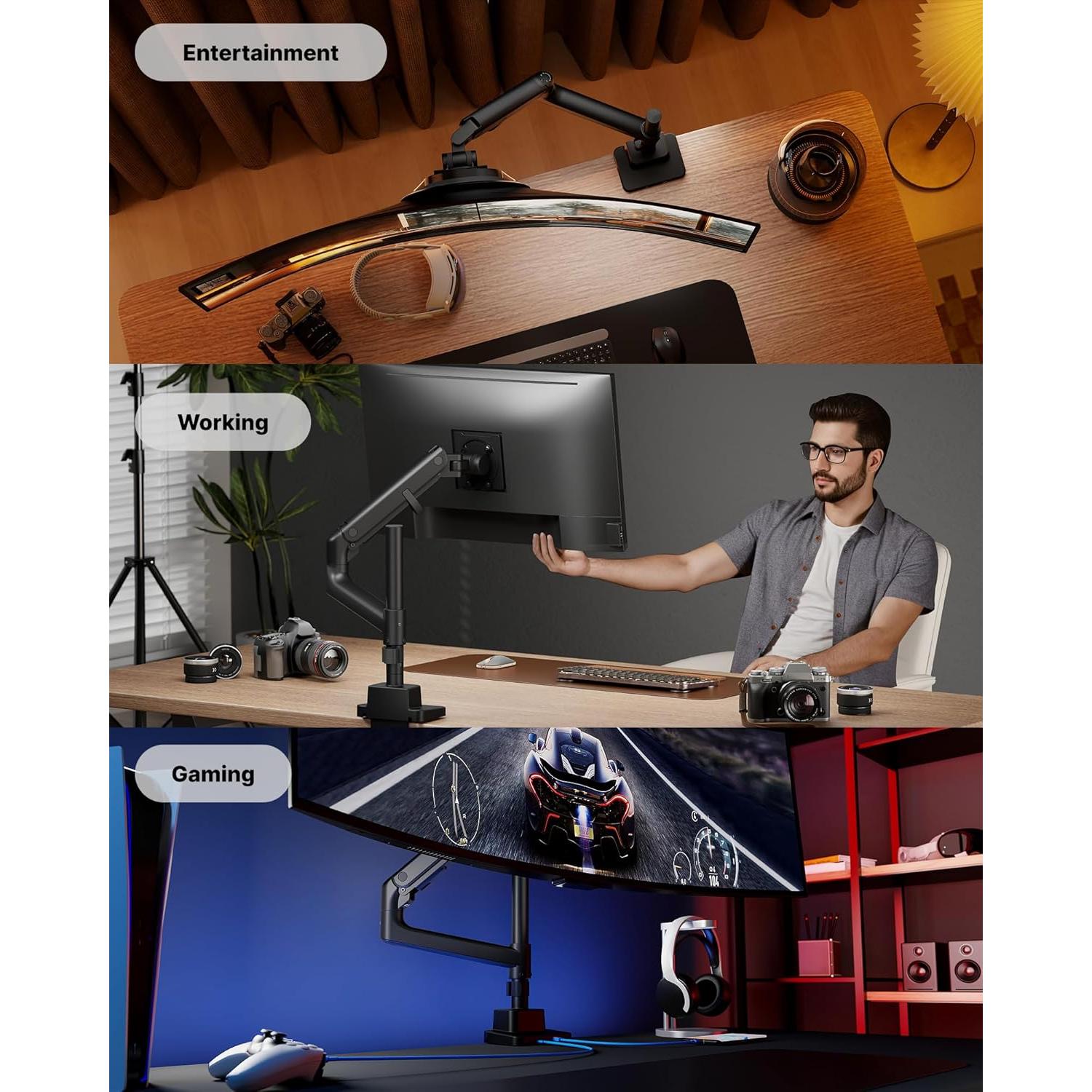 Brazo de Monitor Individual monTEK MA1001UCPBK 17-57" Negro