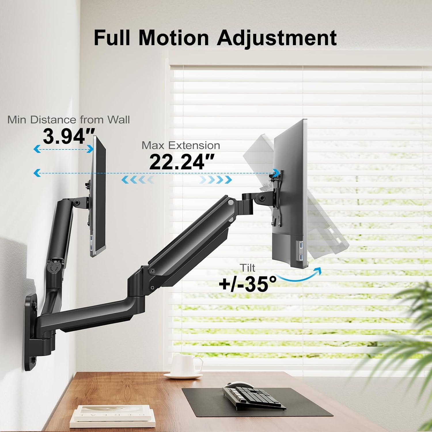 Soporte de Pared Doble Monitor HUANUO 17-32" Ajustable VESA
