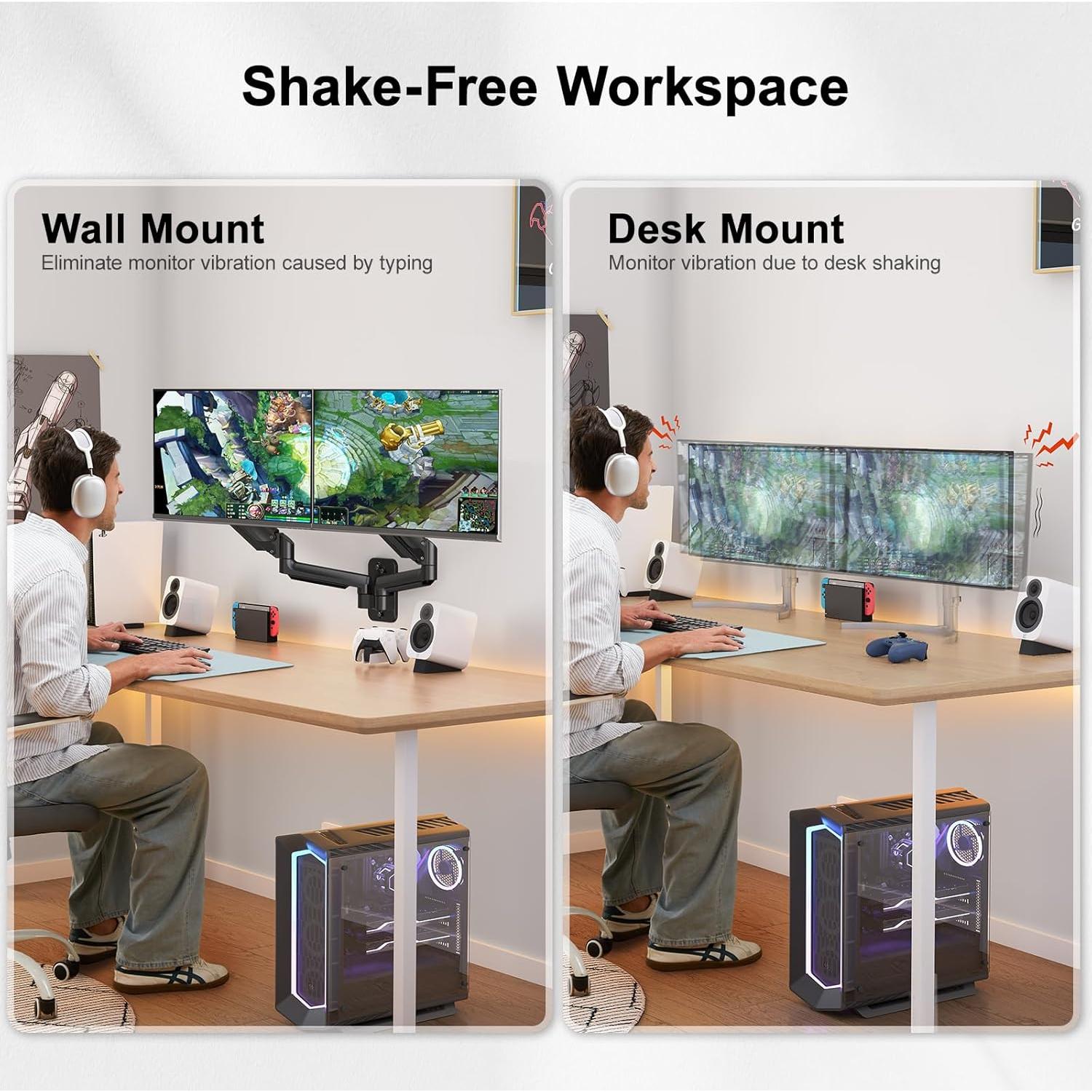 Soporte de Pared Doble Monitor HUANUO 17-32" Ajustable VESA