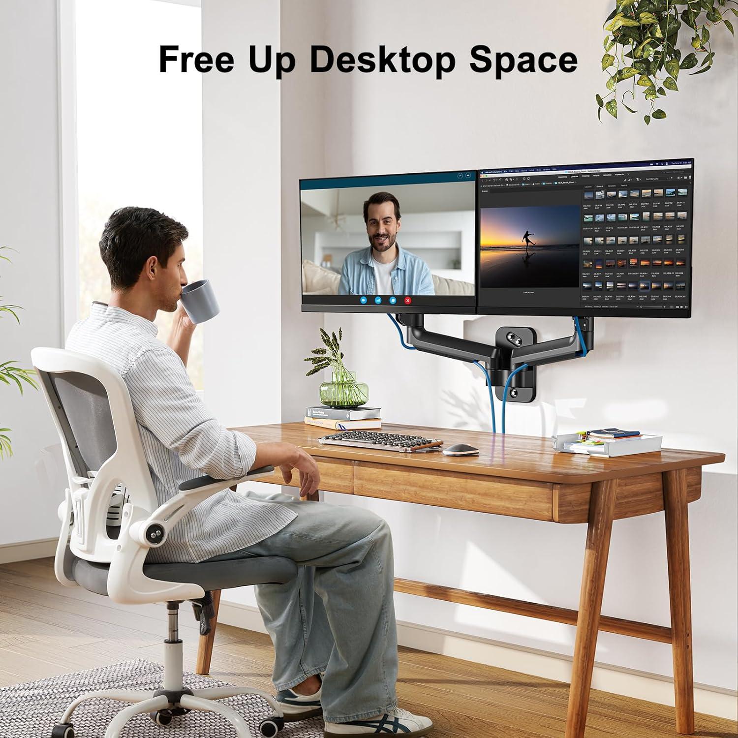 Soporte de Pared Doble Monitor HUANUO 17-32" Ajustable VESA