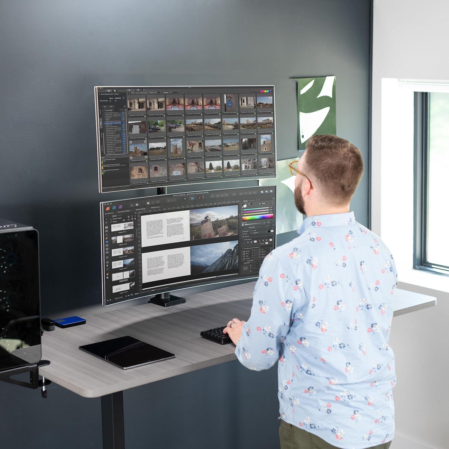 Soporte de Monitor Doble Vertical VIVO STAND-V202T 43" Negro