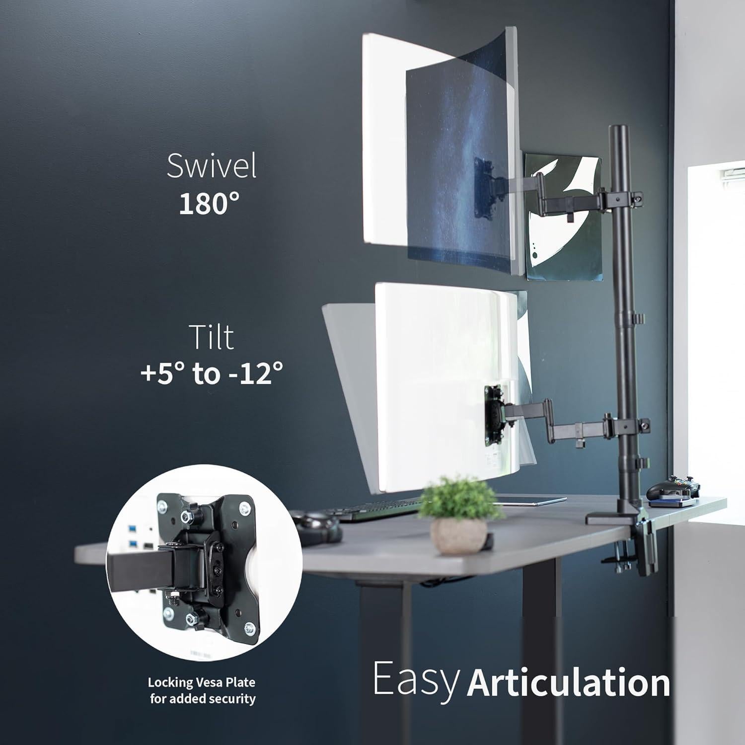 Soporte de Monitor Doble Vertical VIVO STAND-V202T 43" Negro