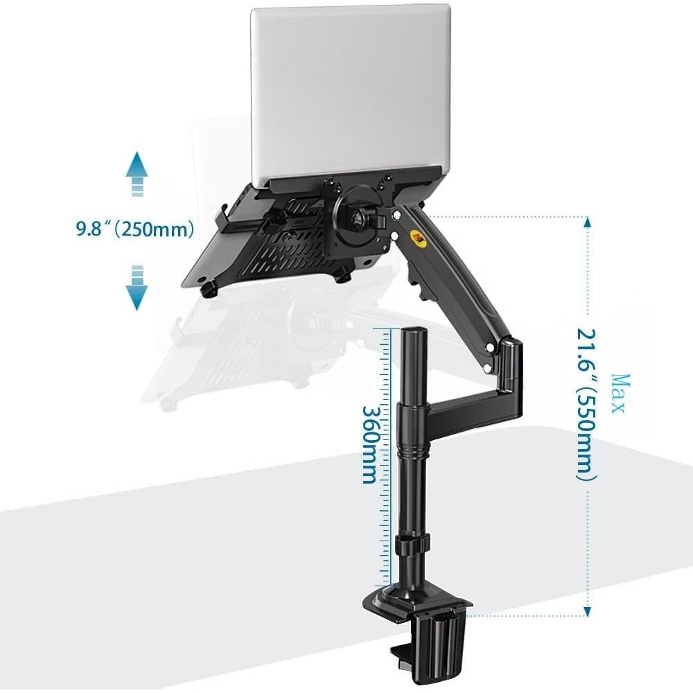 NB North Bayou Laptop Mount with Adjustable Tray for 10-17” Notebook, Full Motion Arm with VESA Plate for 17-30” Monitor (Within 4.4~19.8lbs),Clamp-on Grommet Mounting H100-FP