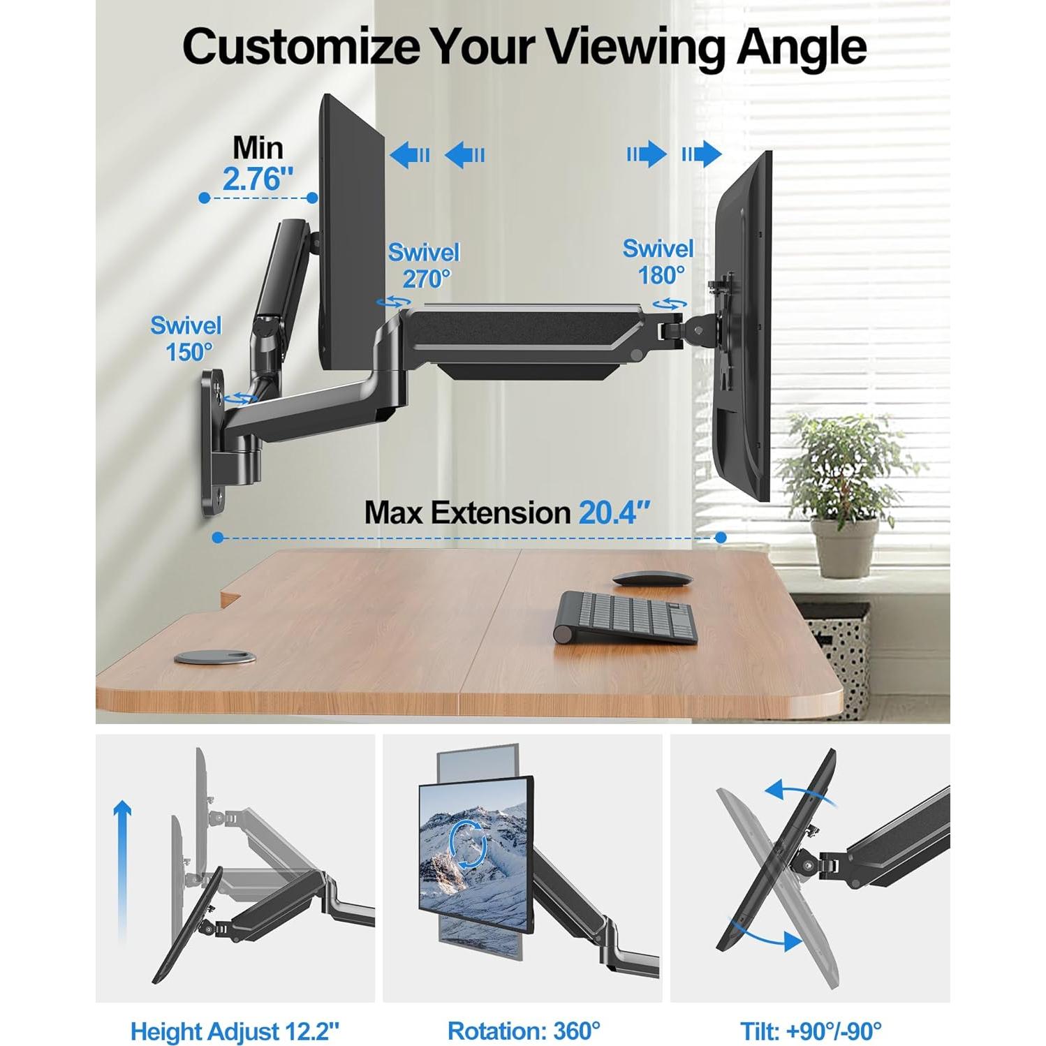 Soporte de Pared Doble para Monitor MOUNTUP 32" Ajustable VESA
