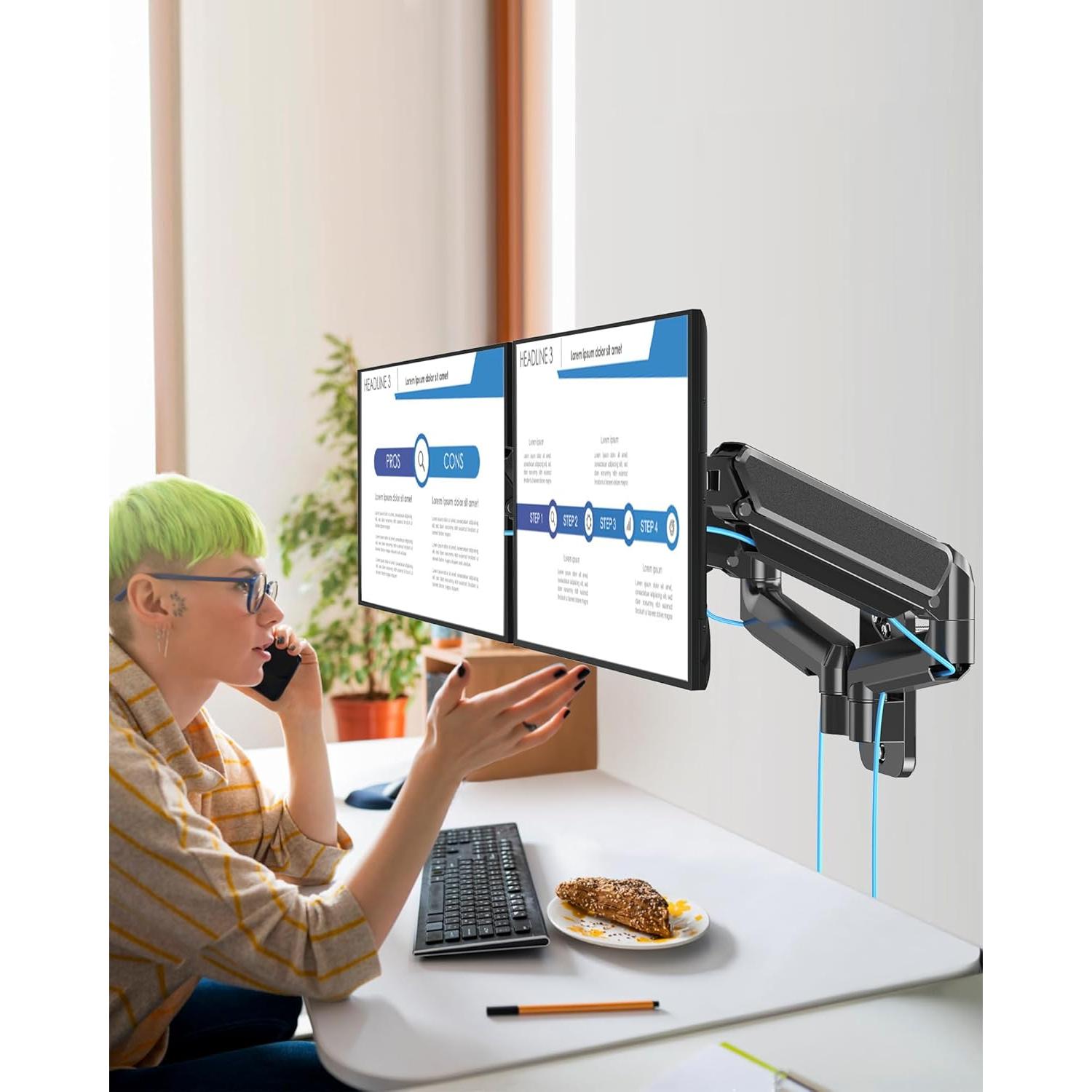 Soporte de Pared Doble para Monitor MOUNTUP 32" Ajustable VESA