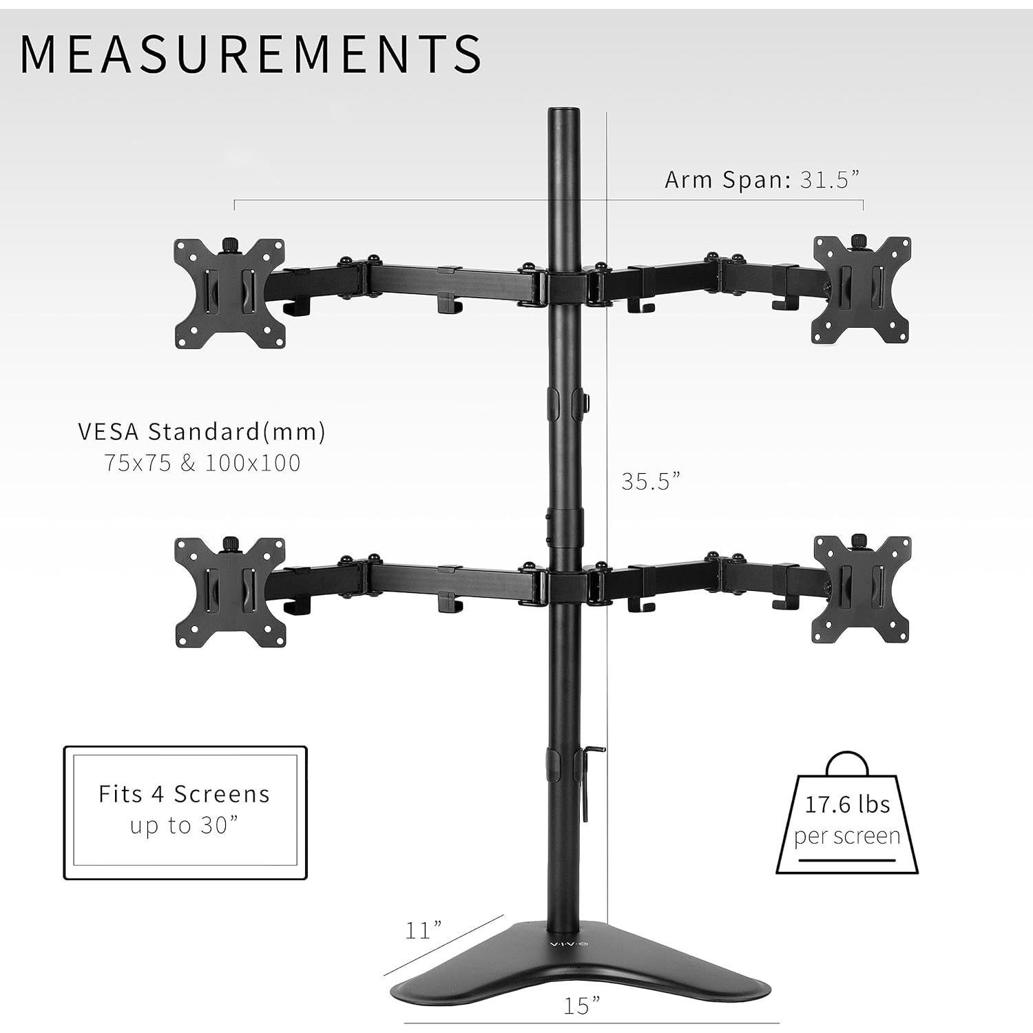 Soporte de Monitor Cuádruple VIVO STAND-V004F Ajustable 33-76 cm